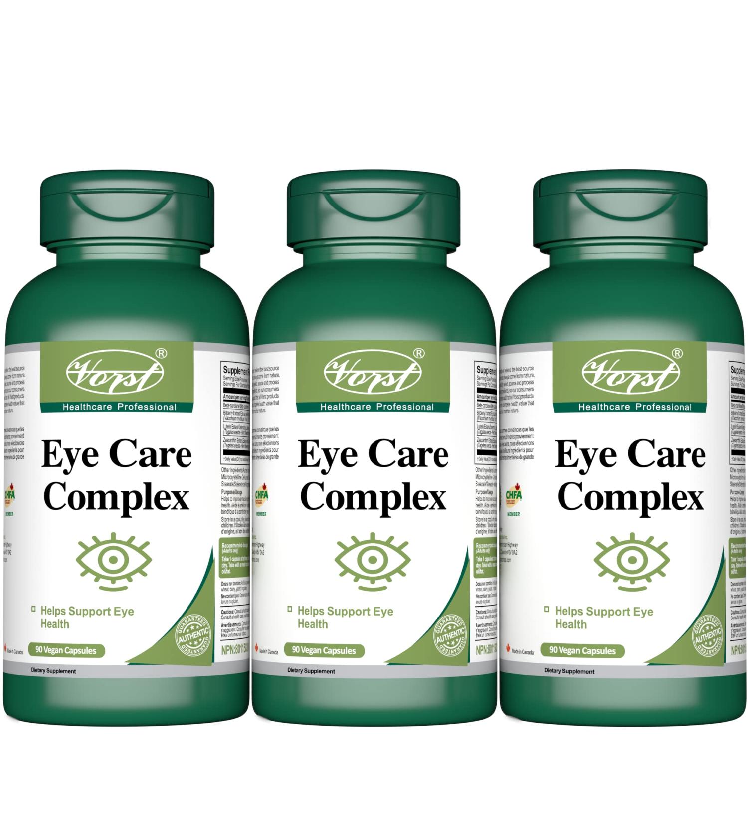 VORST Eye Care Supplement 90 Vegan Capsules | Contains Bilberry Lutein Zeaxanthin & Beta Carotene | Vision Supplement for Eyesight | Non GMO | Powder Pills | 3 Bottles 90 count (Pack of 3) - Buy Online on GoSupps.com