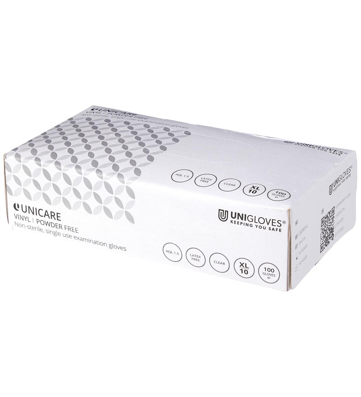 Unigloves Unicare Clear Vinyl GS0065-A Examination Gloves - Box of 100, Extra Large - Buy Online on GoSupps.com
