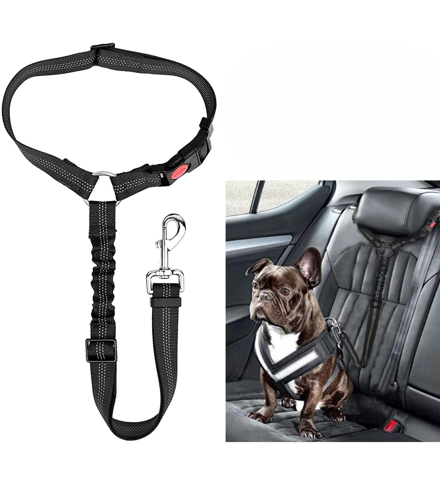 SoftcuteLee Dog Car Seat Belt Headrest Adjustable Dog Car Restraints Leads Pet Seat Belt Dog Safety Seat Belt Strong Leash Leads for any Cars Vehicle Travel Accessories for Pets Cats Dogs - Black - Buy Online on GoSupps.com