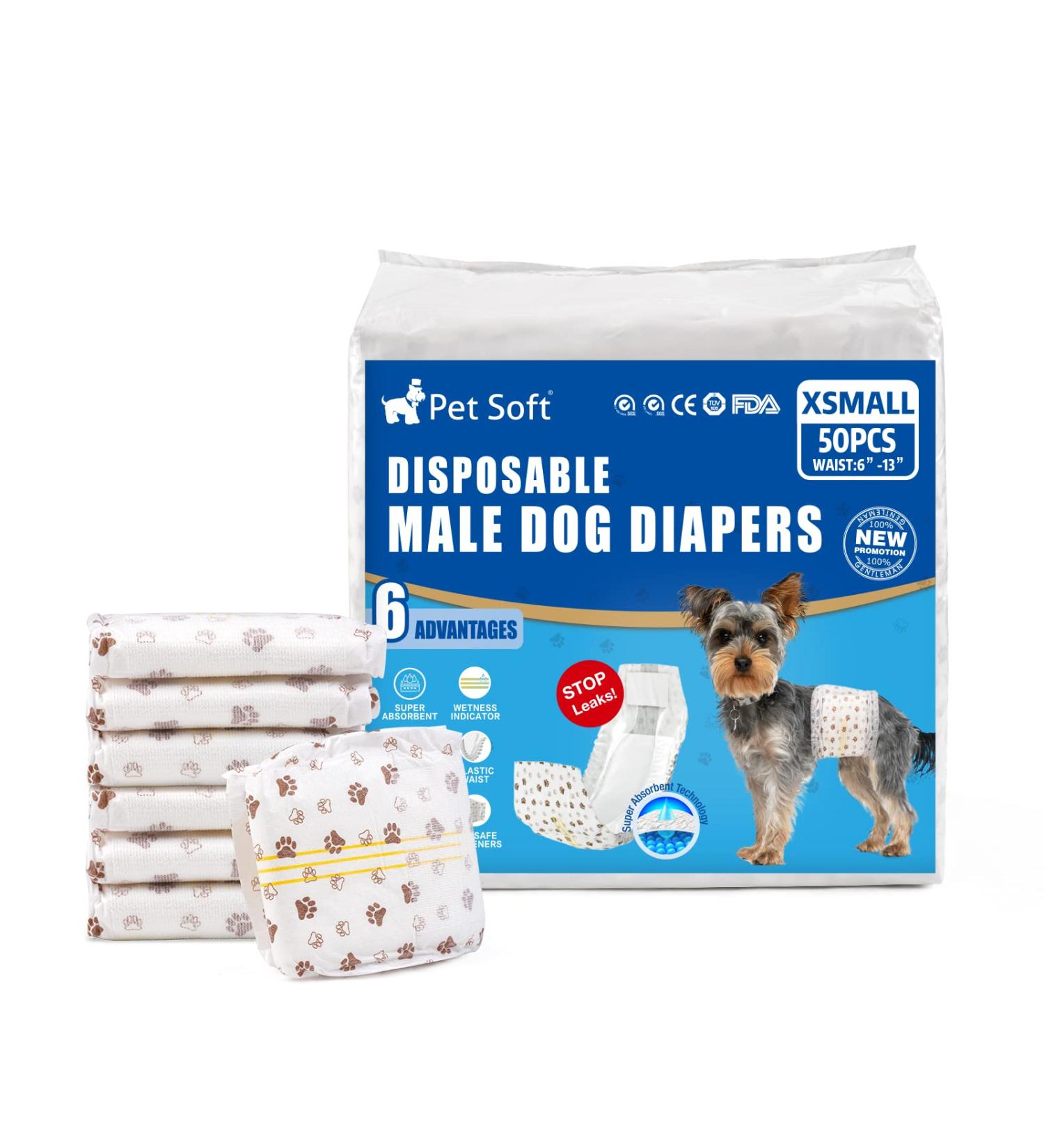 Buy Soft Disposable Male Dog Diapers - 50 Pack | Highly Absorbent & Leak-Proof with Wetness Indicator | International Shipping Available - Buy Online on GoSupps.com