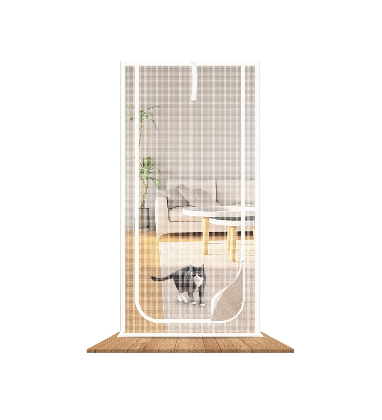 SHRRL Upgraded Pet Screen Door 38''x 83'' - Cat Resistant Mesh Screen for Living Room, Bedroom, Kitchen, Patio - Scratch Proof with Zipper Closure - Buy Online on GoSupps.com