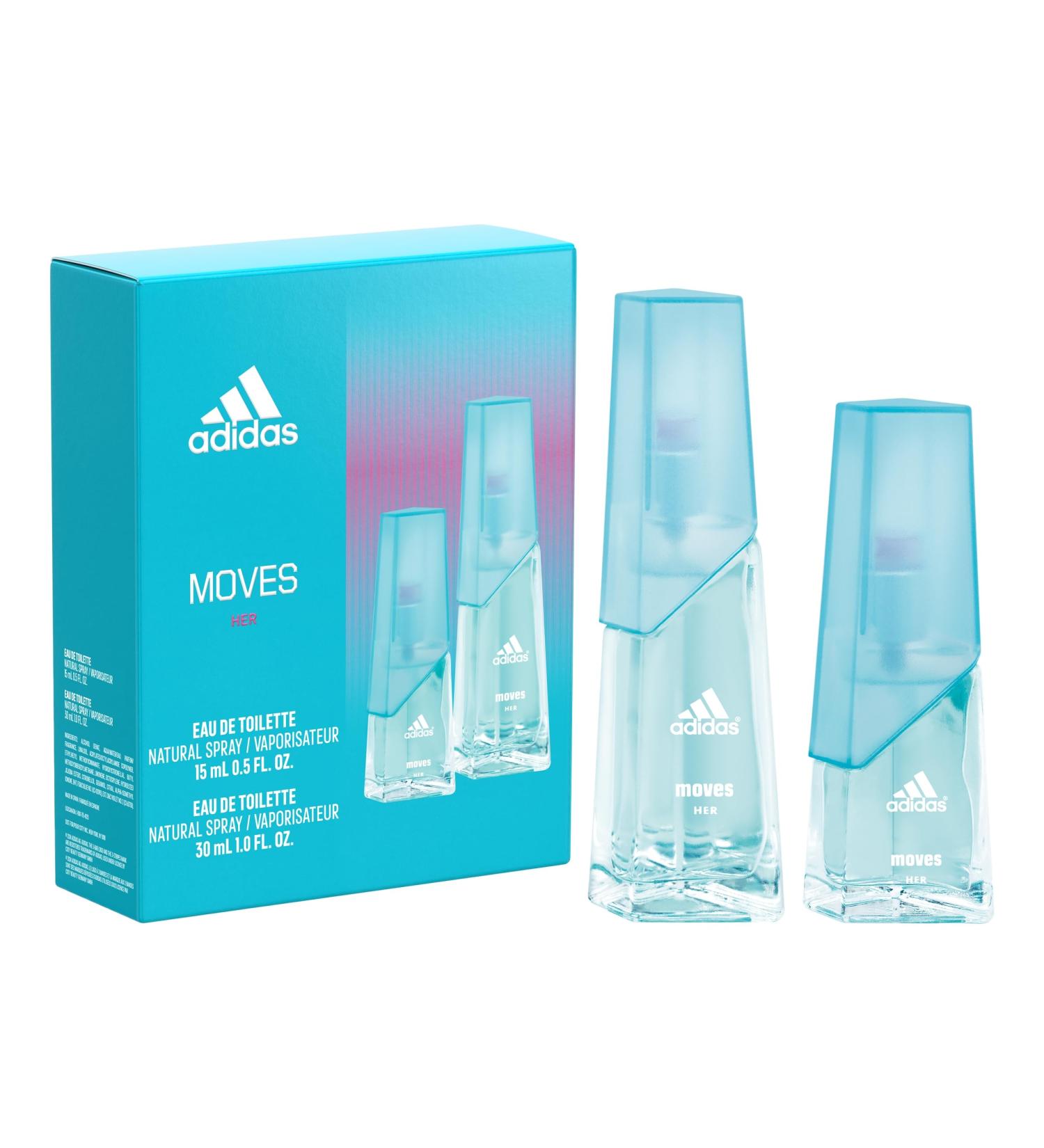 adidas Moves for Her 2 Piece Gift Set Notes of Grapefruit Green Apple and Peppermint Women's Fragrance Long Lasting Sporty Fragrance Travel Size 0.75 Fl Oz (Pack of 2) Moves For Her 2PC