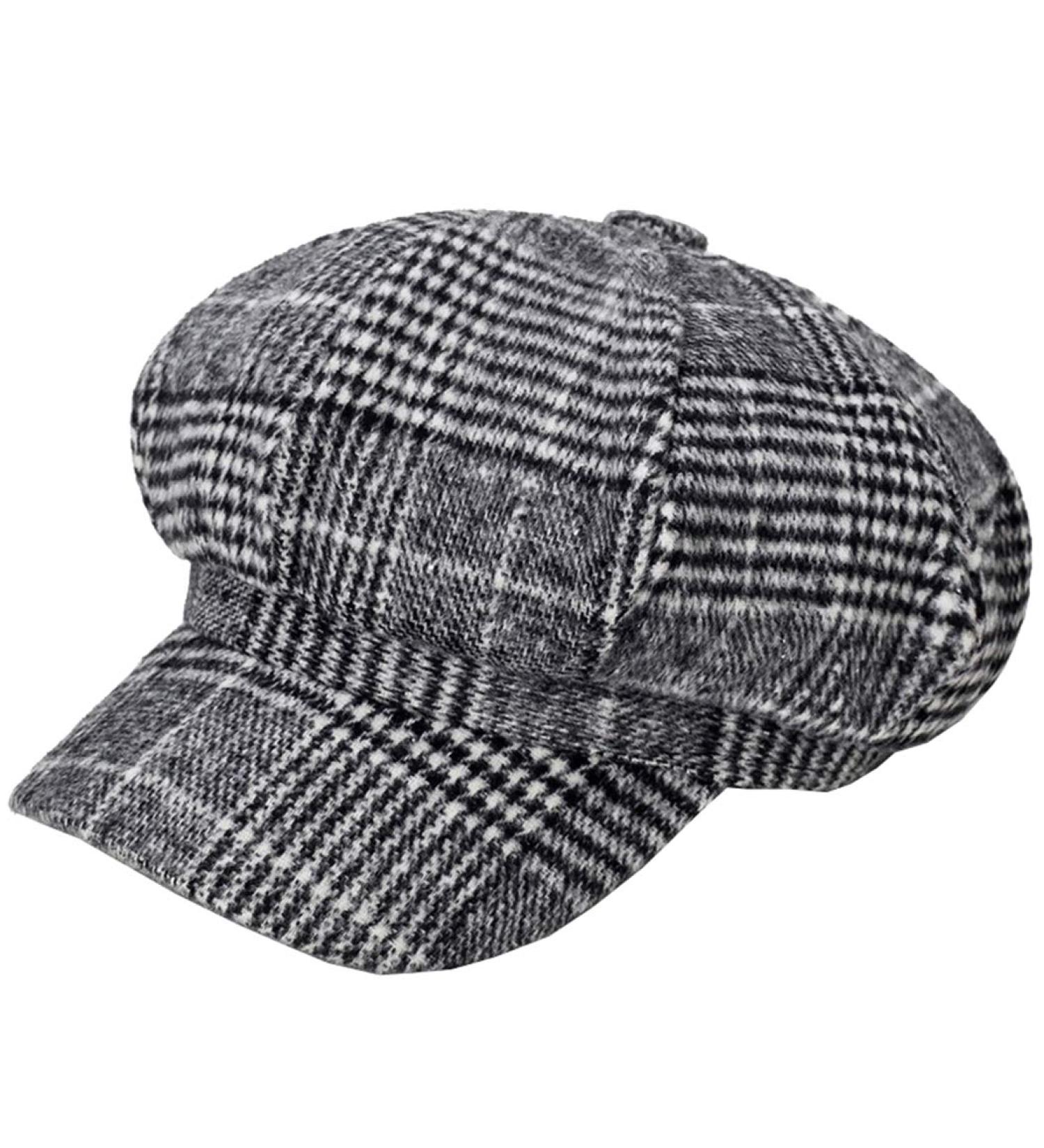 Womens Light Grey Plaid Visor Beret Newsboy Hat Ivy Cabbie Cap - Stylish and Chic - Buy Online on GoSupps.com