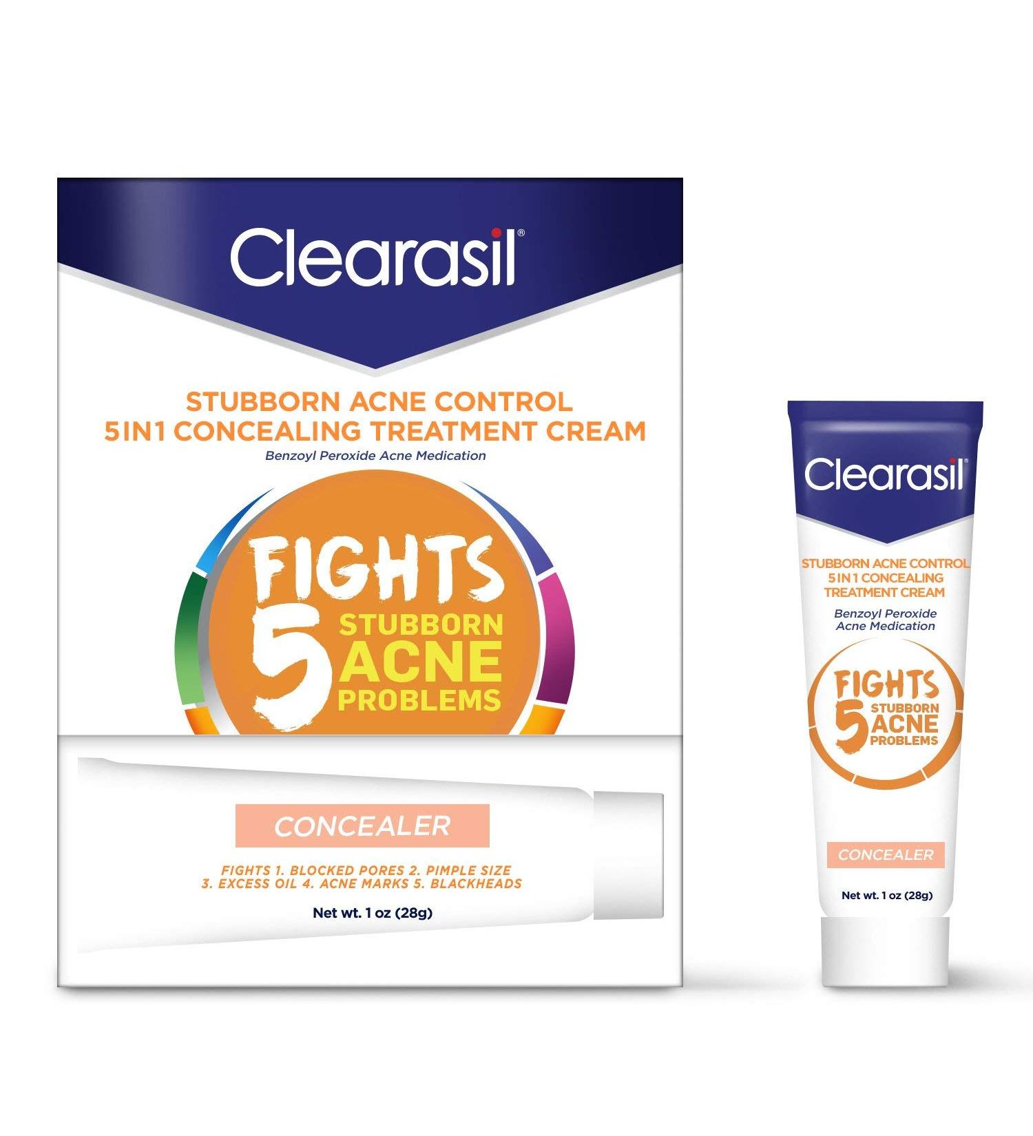 Clearasil Stubborn Acne Control 5-in-1 Treatment Cream - 1 oz (28g) for Effective Acne Concealment - Buy Online on GoSupps.com