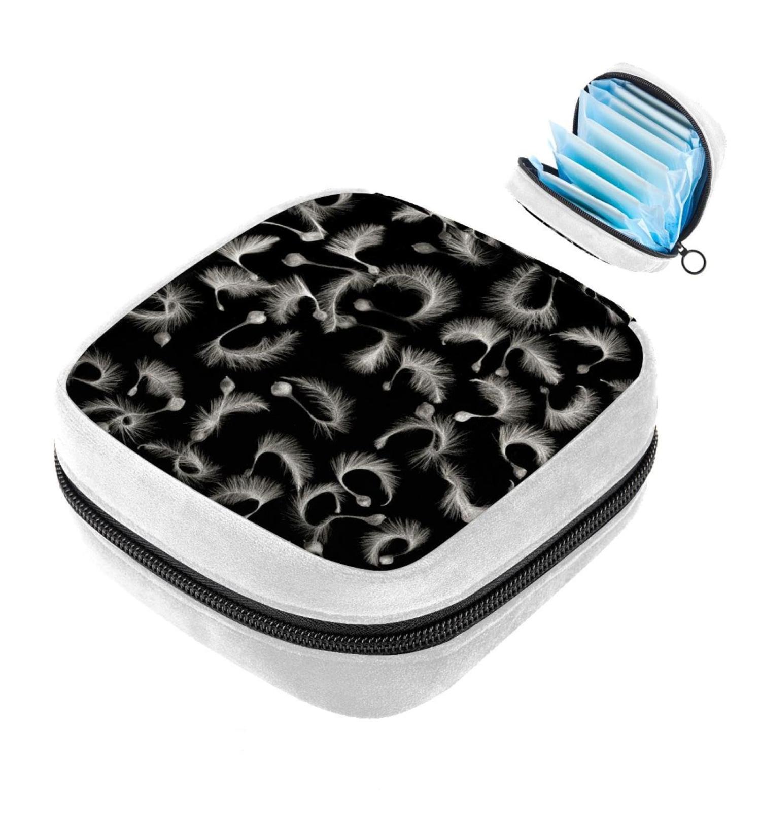 GIAPB Sanitary Napkin Storage Bag Period Bag Tampon Bag Makeup Bag Pad Pouch Feather Black Background Color2818 - Buy Online on GoSupps.com