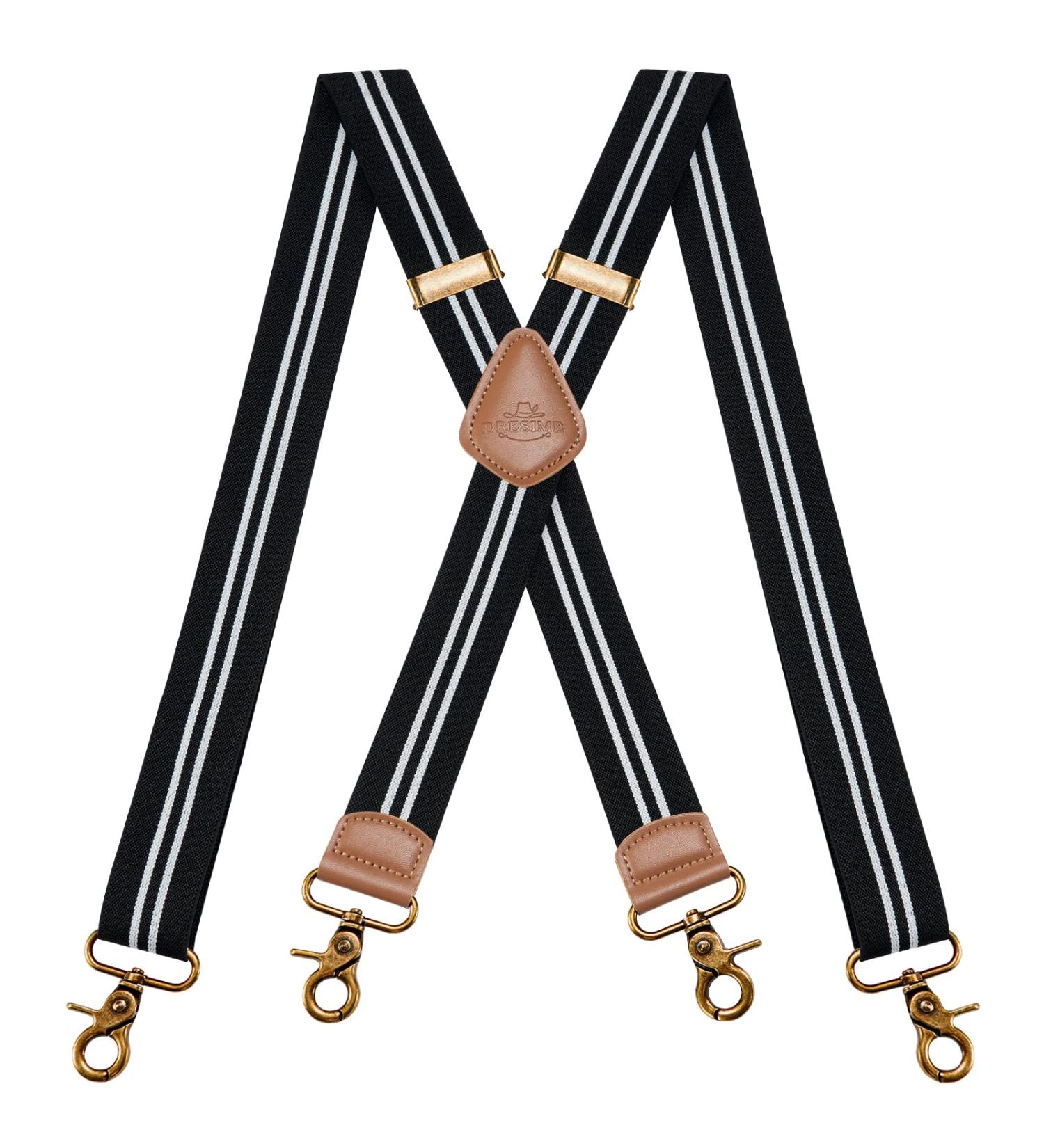 Dresime Caporal Carrier for Men - 4 Strong Hook Clips X Shape Elastic Adjustable Braces for Work & Motorcycle Pants Overalls & Jeans - Durable & Stylish Design - Buy Online on GoSupps.com
