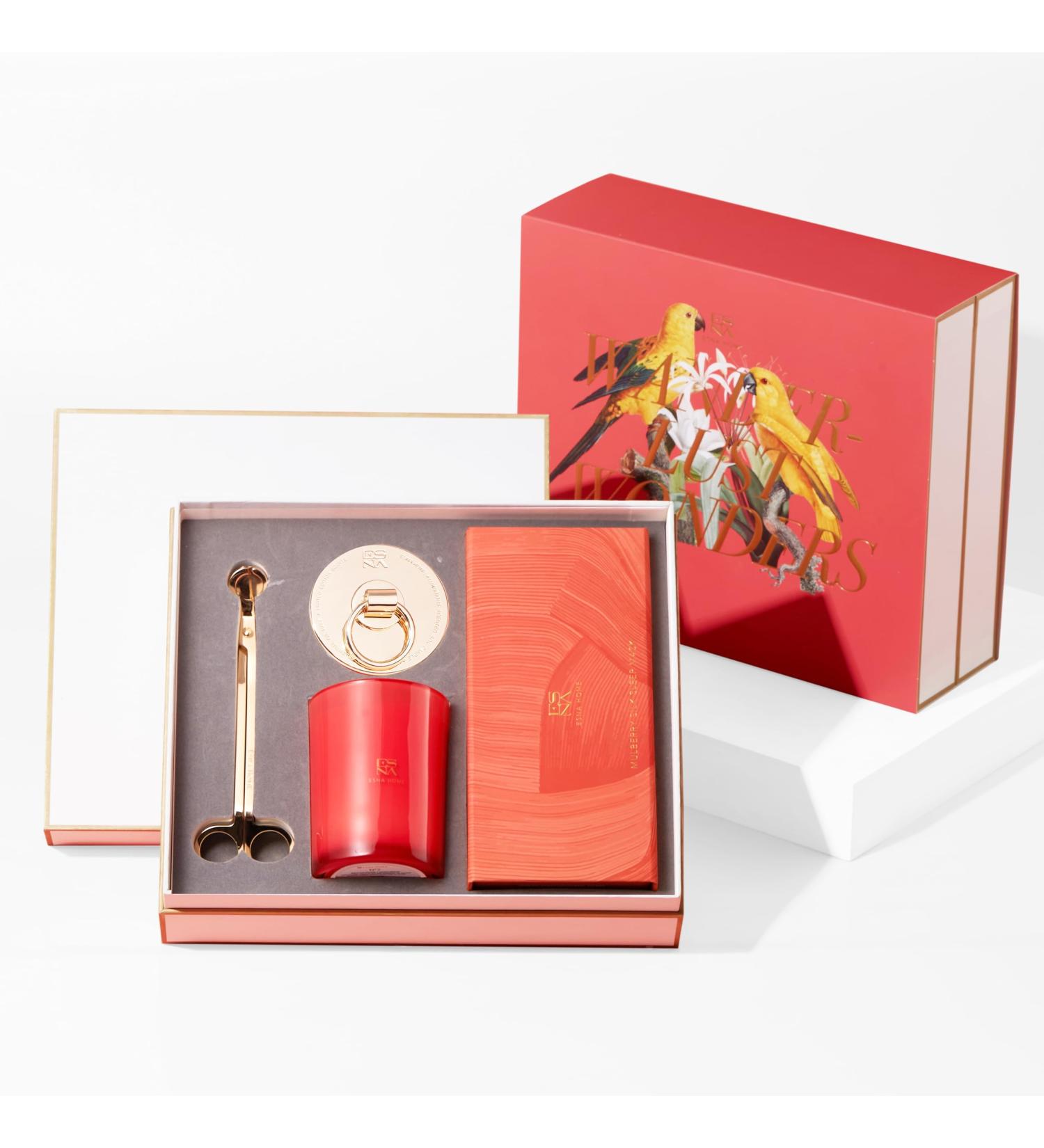 Luxury Scented Candle Set - ESNA HOME | Aromatherapy & Holiday Gift Set | Elegant Self-Care Presents for Women | Limited Edition Mango Mimosa & Scissor/Eye Mask Set | Perfect Christmas Gifts for Mom & Candle Lovers - Buy Online on GoSupps.com