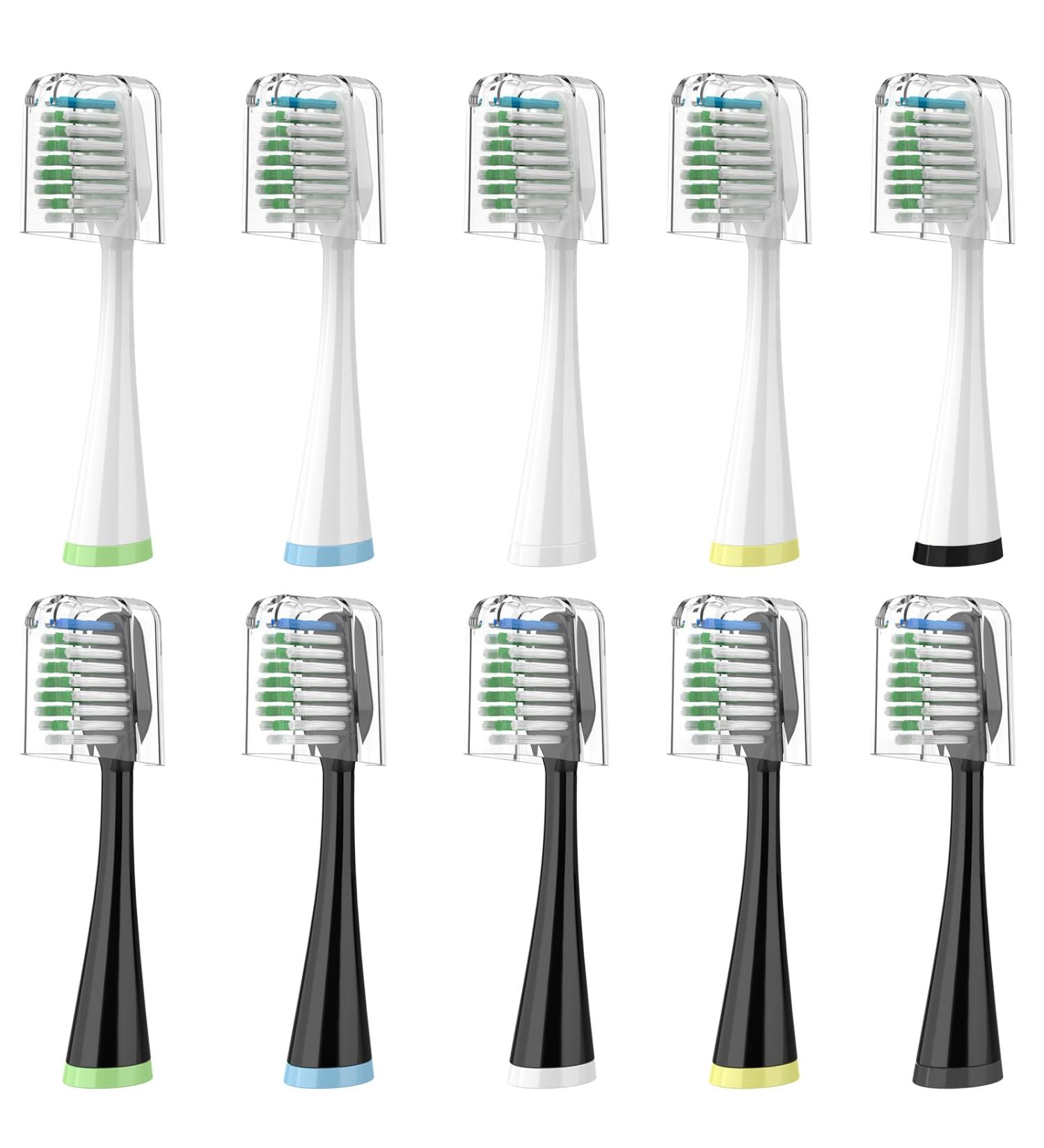Replacement Toothbrush Heads for AquaSonic Duo - 10 Pack (5 White & 5 Black) with Covers | International Shipping - Buy Online on GoSupps.com