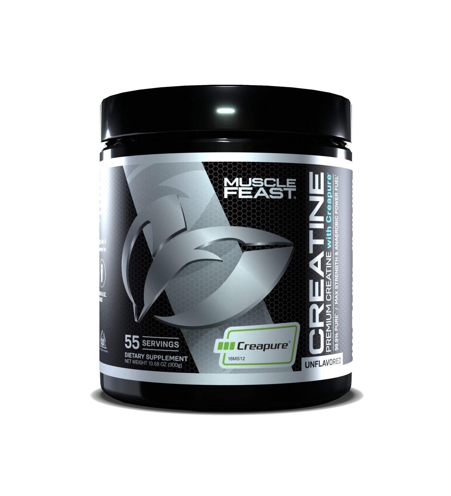 Muscle Feast Creapure Creatine Monohydrate Powder - Unflavored  55 Servings for Maximum Strength - Buy Online on GoSupps.com