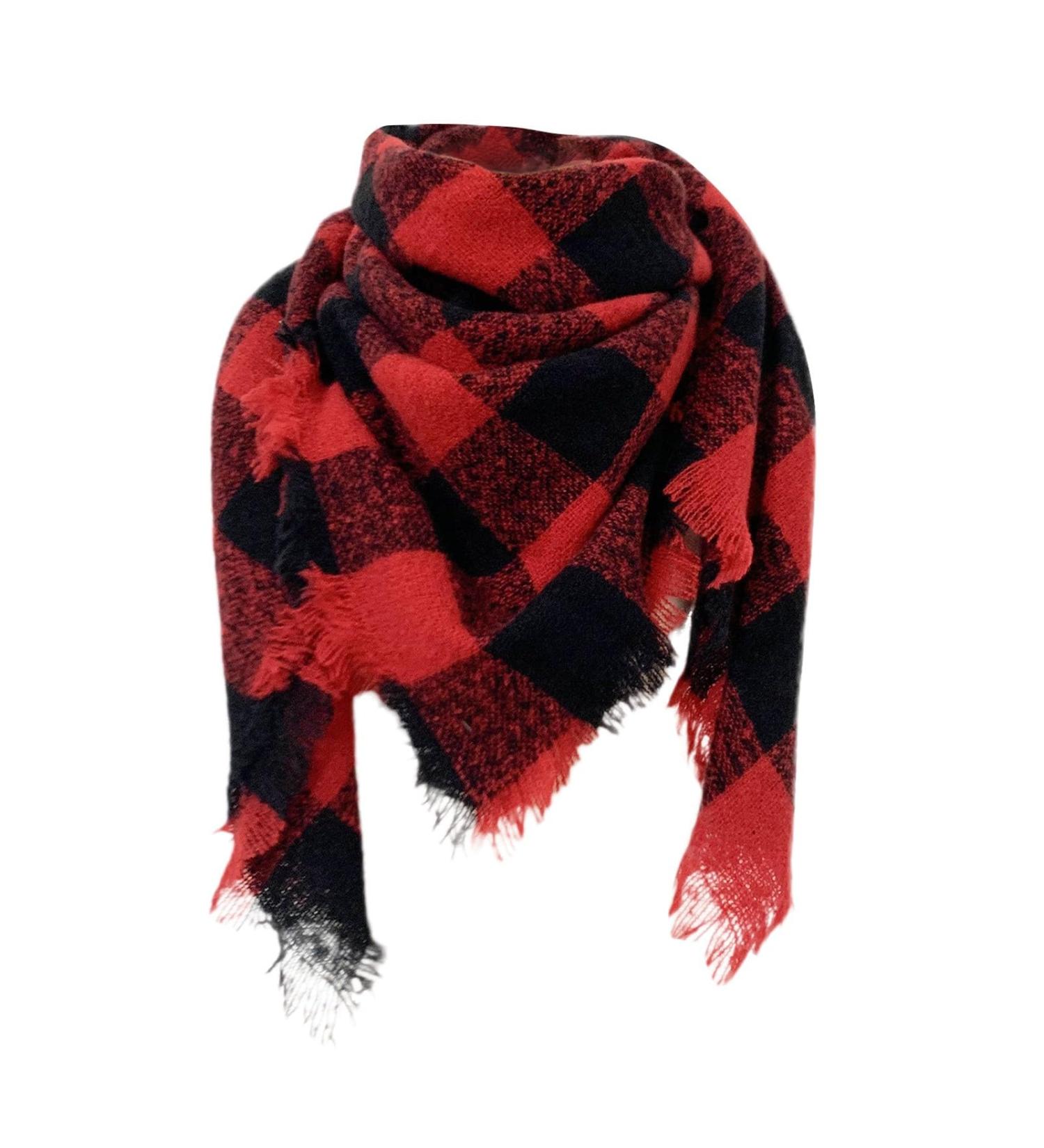 Elegant Hanxiulin Women's Warm Winter Cotton Triangle Scarf - Large Red Cashmere Wrap - Buy Online on GoSupps.com