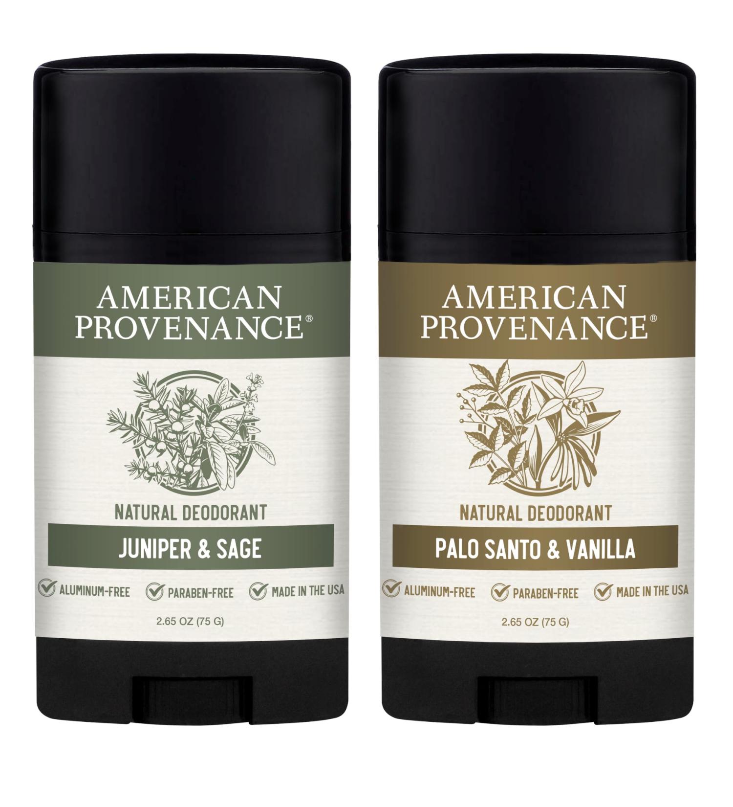American Provenance Juniper & Sage and Palo Santo & Vanilla Deodorant Bundle - Buy Online on GoSupps.com
