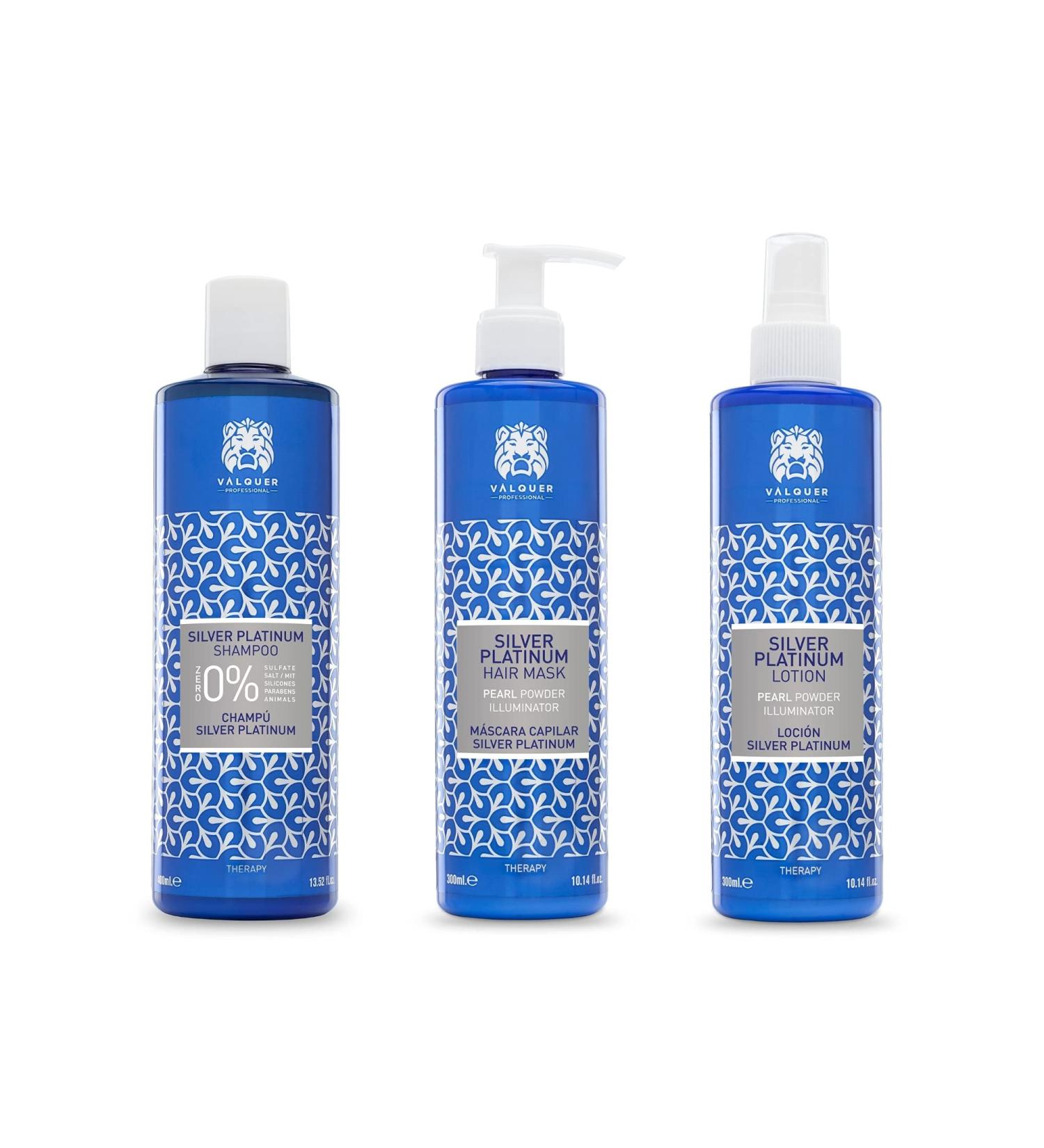 Valquer Professional Pack Silver Platinum Shampoo 400 Ml + Mask 00 Ml + Lotion 00 Ml. White gray and blond hair.. Sulfate-free salt-free silicone-free unique fresh 3 units - Buy Online on GoSupps.com