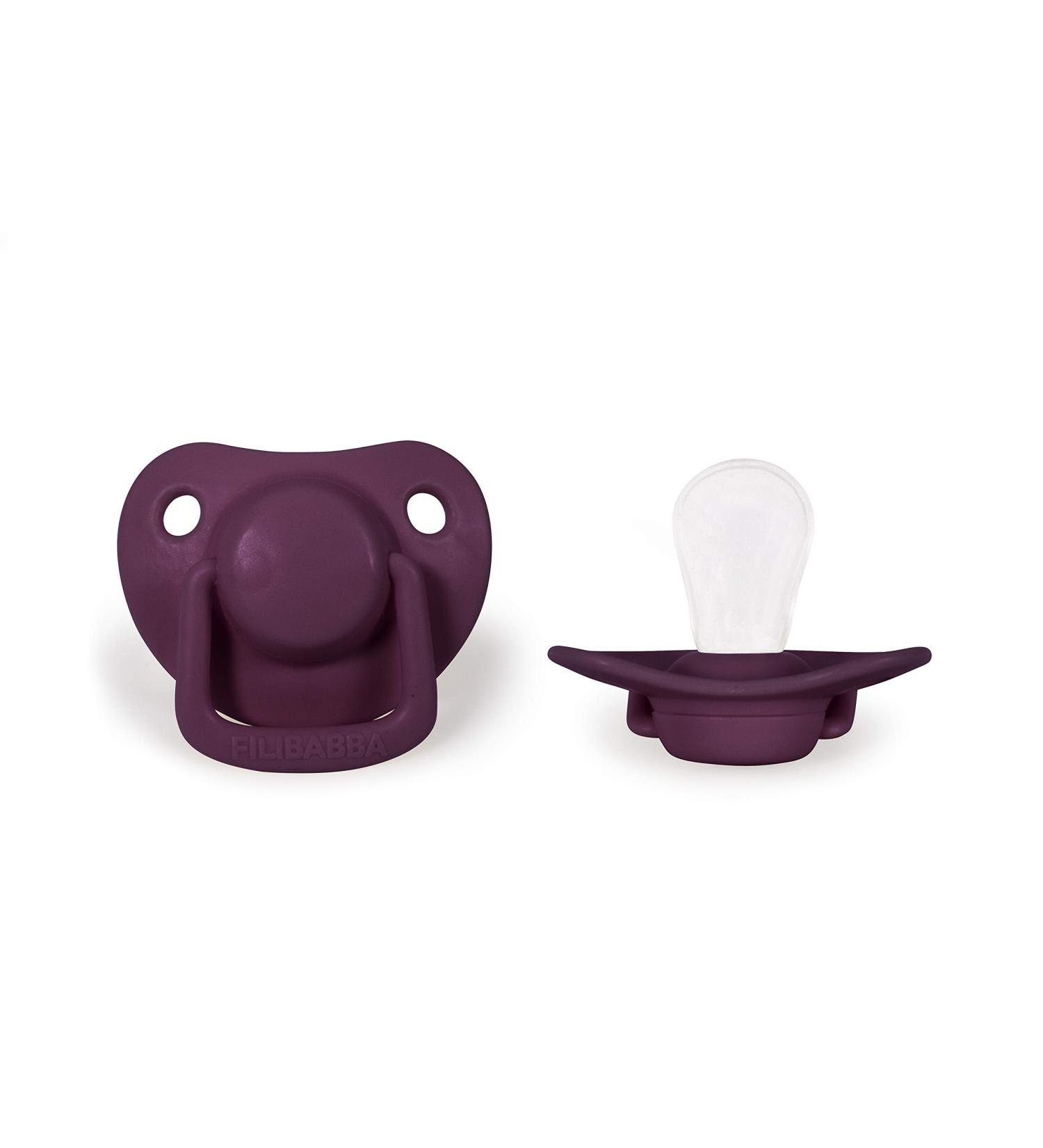 Filibabba Baby Pacifier Set - Silicone Schnuller in Matt Colors | Danish Design | 0-6 Months | Includes Pacifier Box (Plum) | International Shipping - Buy Online on GoSupps.com