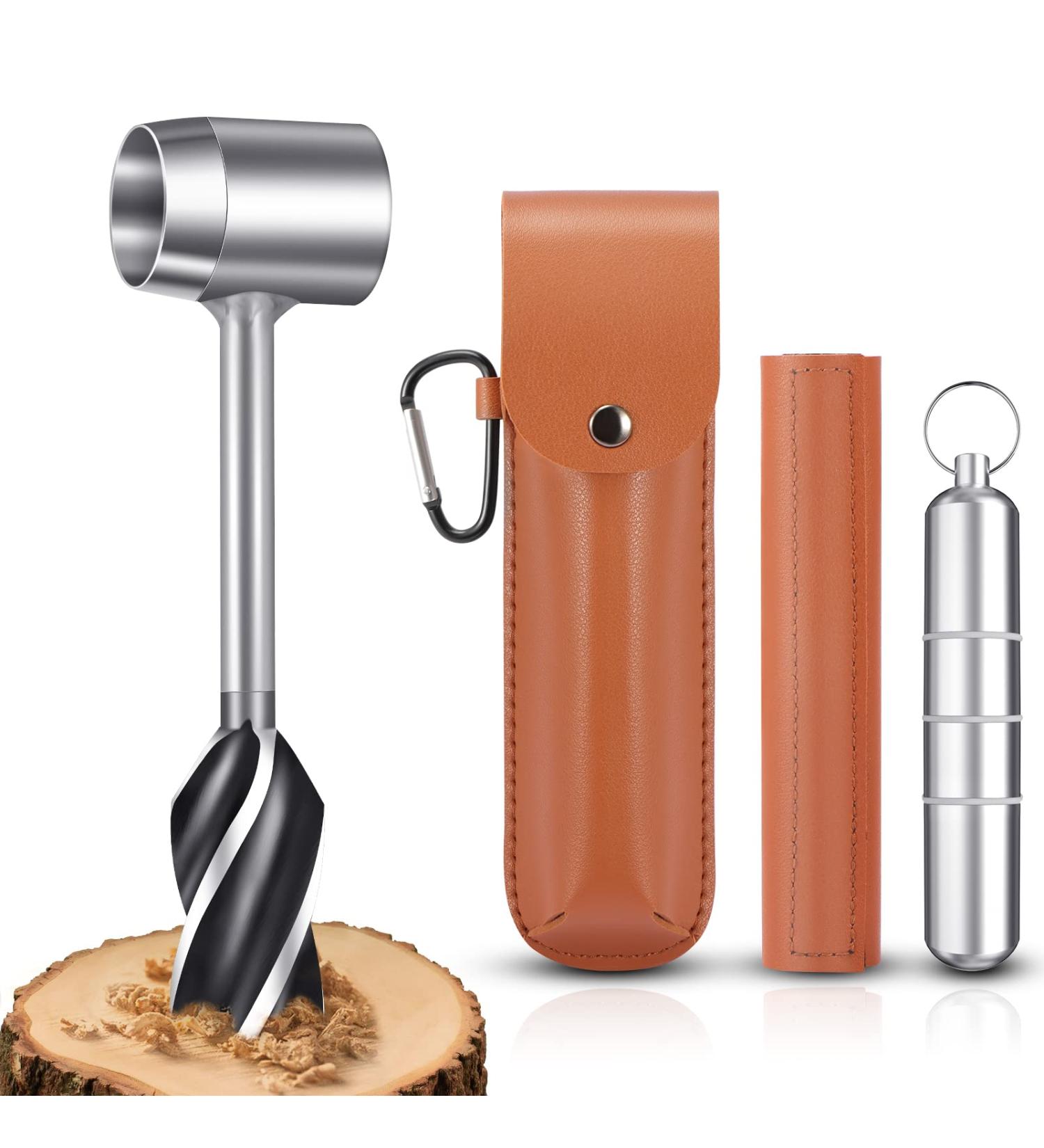 Survival Settlers Tool: Bushcraft Hand Auger Wrench for Camping - Wood Auger Drill Bit & Peg Maker Multi Tool with Sheath - Buy Online on GoSupps.com