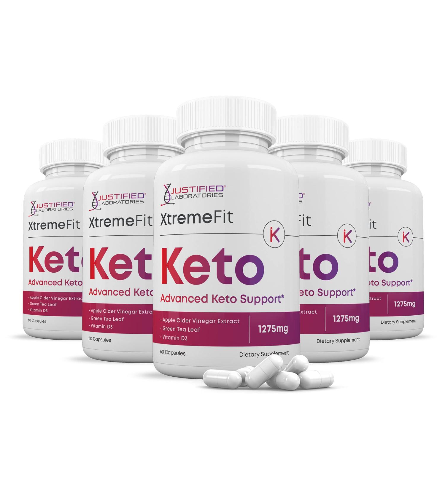 Justified Laboratories (5 Pack) Xtreme Fit Keto ACV Pills 1275MG Formulated with Apple Cider Vinegar Keto Support Blend Alternative to Gummies 300 Capsules - Buy Online on GoSupps.com