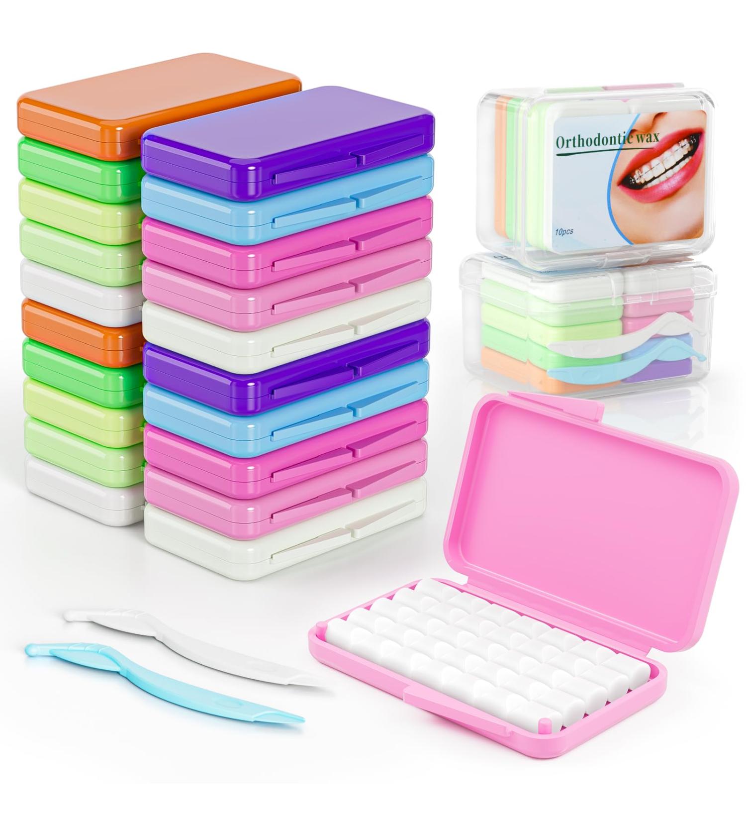 Buy Colorful Braces Wax - 20 Pack (Vitamin E Aloe Vera Mint) | Orthodontic Wax & Storage Cases for Braces Wearers - Buy Online on GoSupps.com