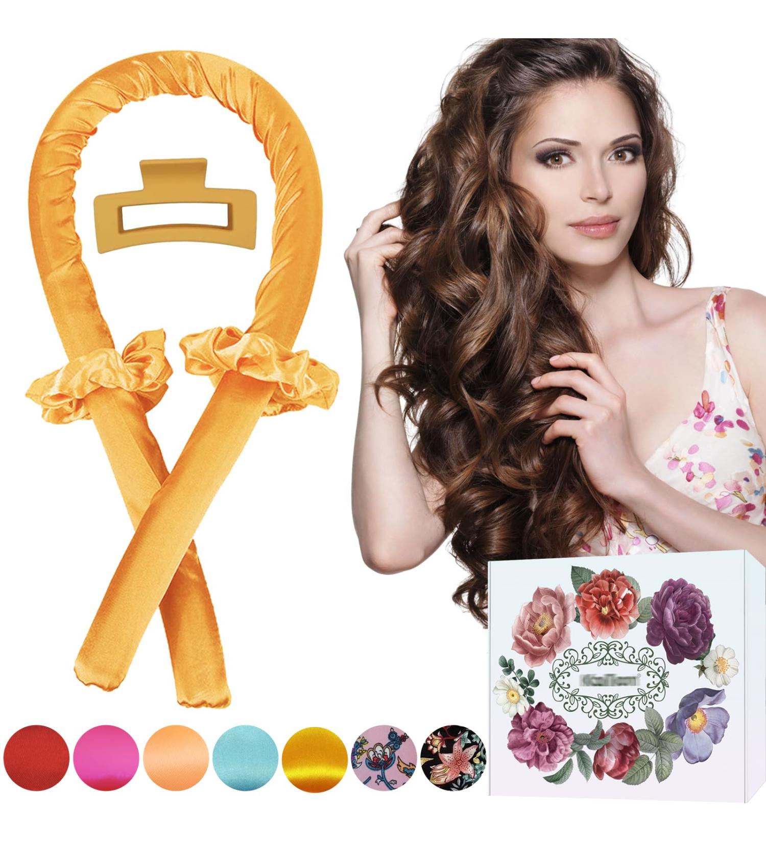 Kaition Heatless Curls Band - Dreamy Overnight Curls with Non-Slip Silk Hair Curlers | DIY Hairstyle Set for Long Hair (Spectra Yellow) - Buy Online on GoSupps.com
