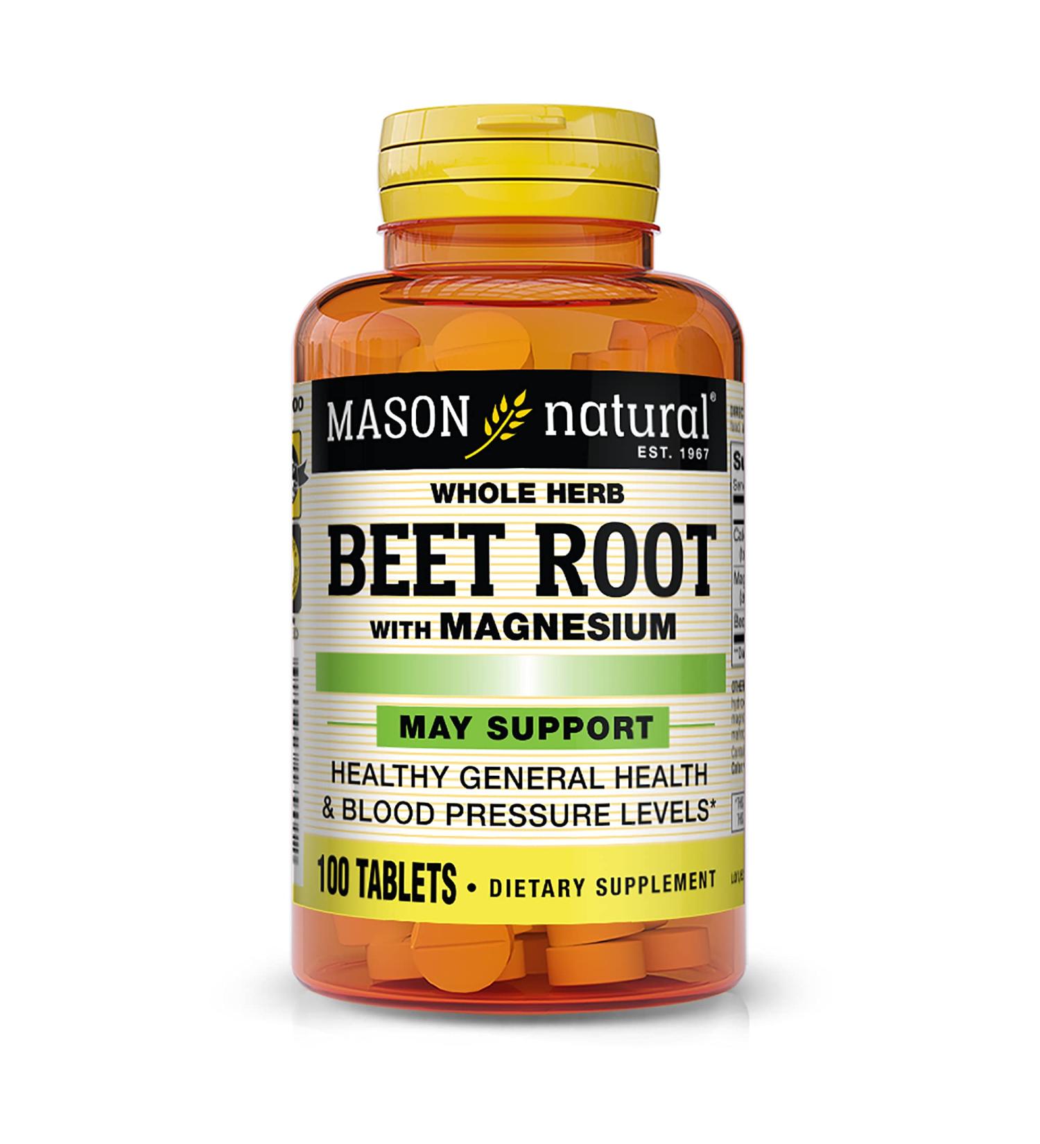 Mason Natural Whole Herb Beet Root with Magnesium - 100 Tablets for Energy & Wellness - Buy Online on GoSupps.com