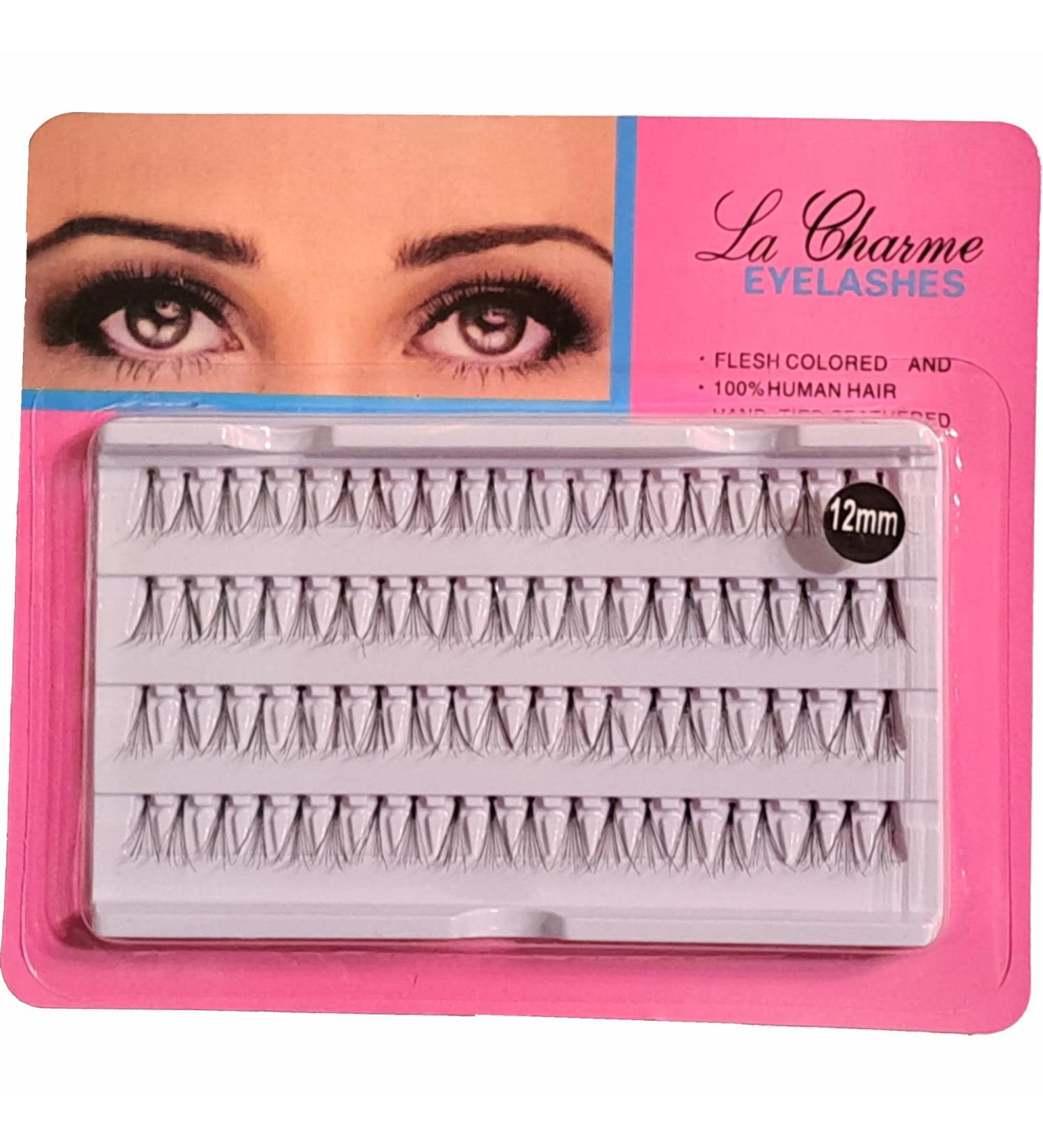 Eyelash tufts 12 mm black 80 tufts eyelash extension extra strong quality