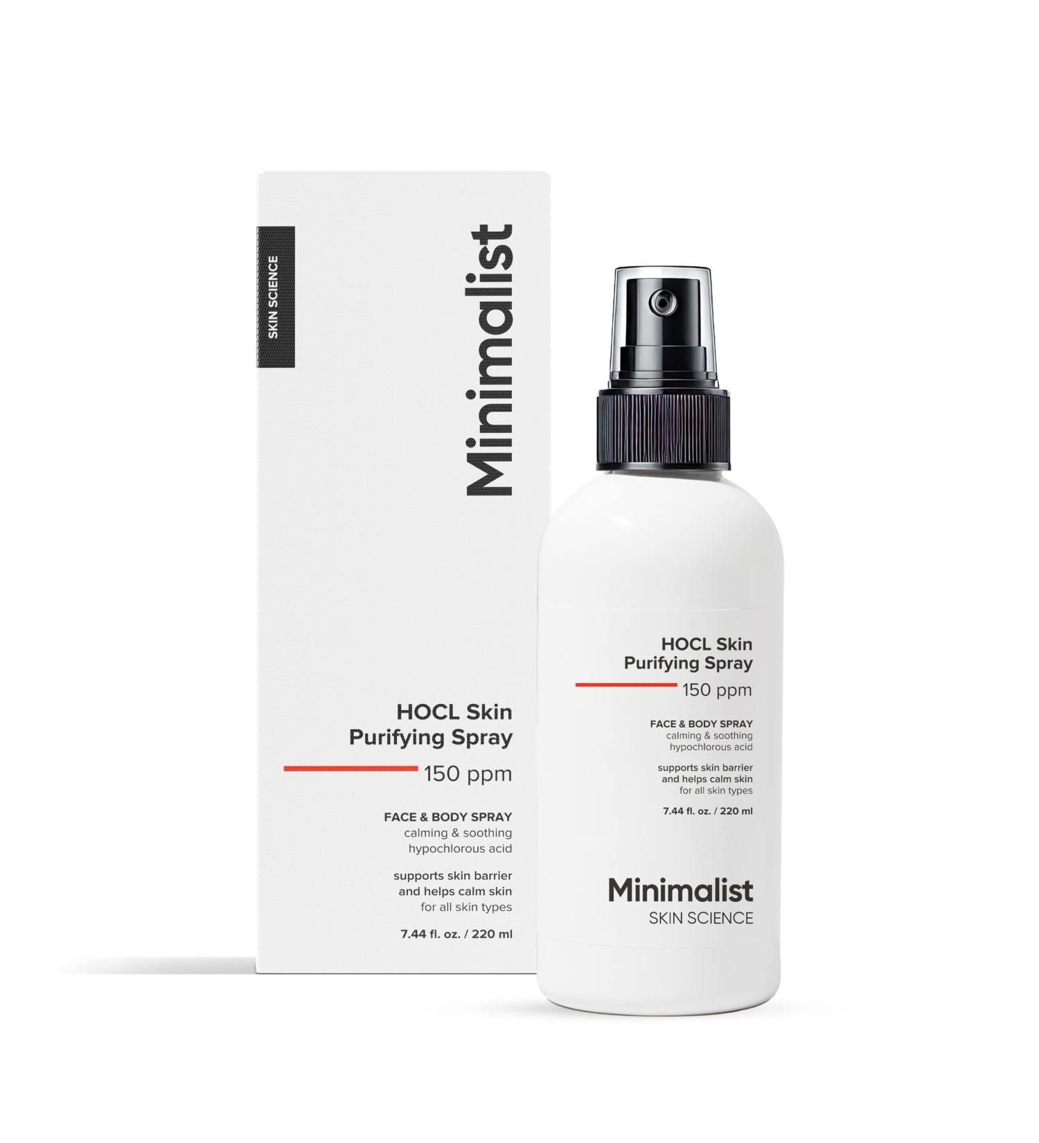 Minimalist Hypochlorous Acid Face & Body Spray for Acne Eczema & Redness Relief | Soothes & Purifies Skin Post-Workout | Antimicrobial Reduces Irritation | Gentle HOCl Formula for All | 7.44 fl oz - Buy Online on GoSupps.com