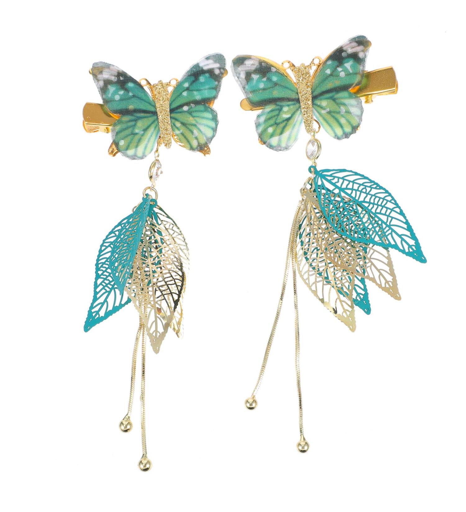 DOITOOL 1 Pair Tulle Butterfly Hair Clip Hair Barrettes Hair Pin Hair Claw Clips for Women Snap Barrettes for Women Butterfly Hair Accessories Classic Tassel Barrette Pair Clip - Buy Online on GoSupps.com