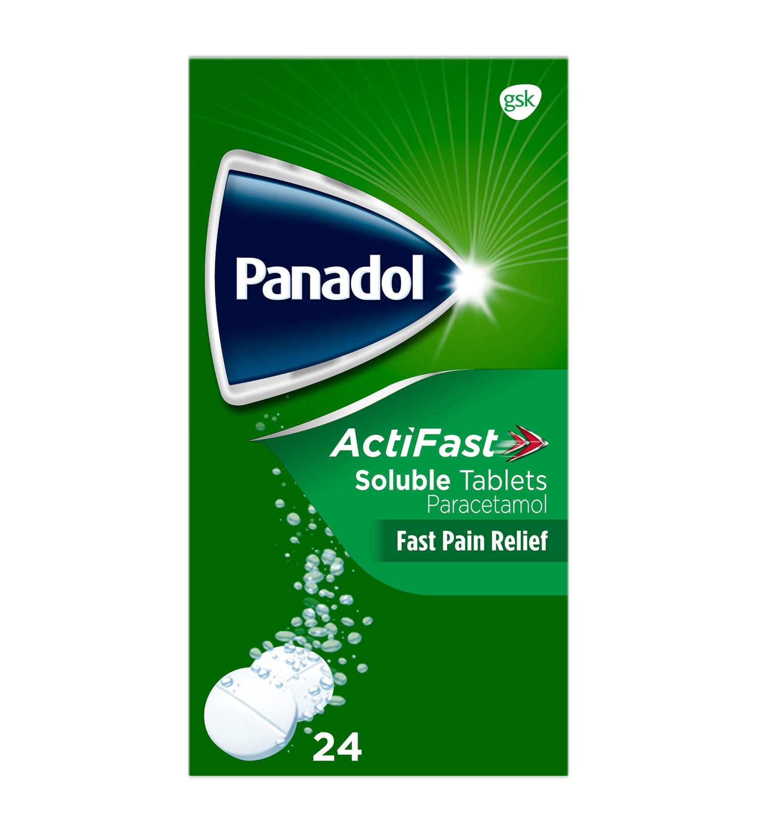 Panadol ActiFast Soluble Tablets Paracetamol 500 mg 24s - Buy Online on GoSupps.com