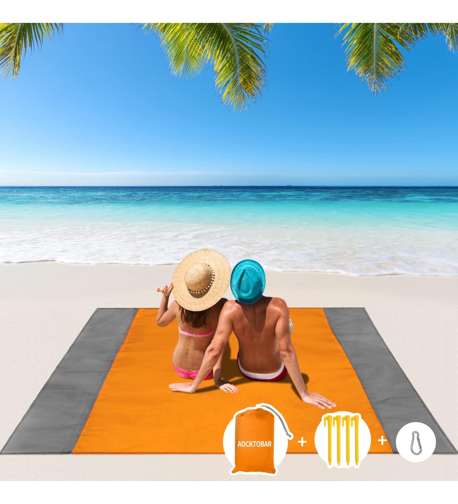 AOCKTOBAR Beach Blanket Waterproof Sandproof  96''108'' Picnic Beach Blankets Oversized for 4-7 Adults  Lightweight & Durable Beach Mat Quick Drying for Beach Travel  Camping  Hiking Orange(200*210) - Buy Online on GoSupps.com
