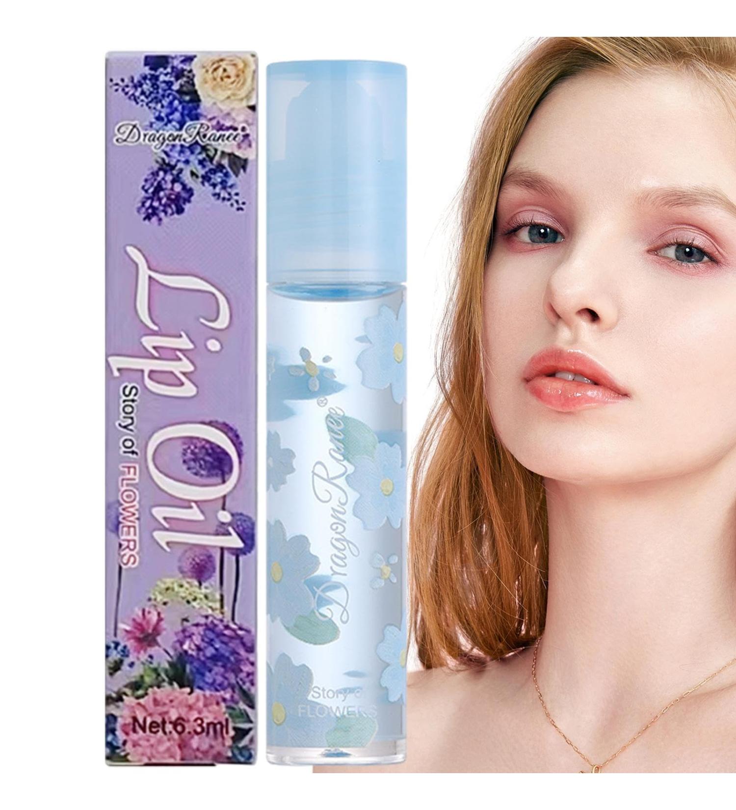  Duqulle Roll On Lip Oil - 0.21oz Cute Roll On Moisturizing Floral Oil Lip Balm - Nourishing Clear Lip Balm with Flowers for Birthday Gift Duqulle - Buy Online on GoSupps.com