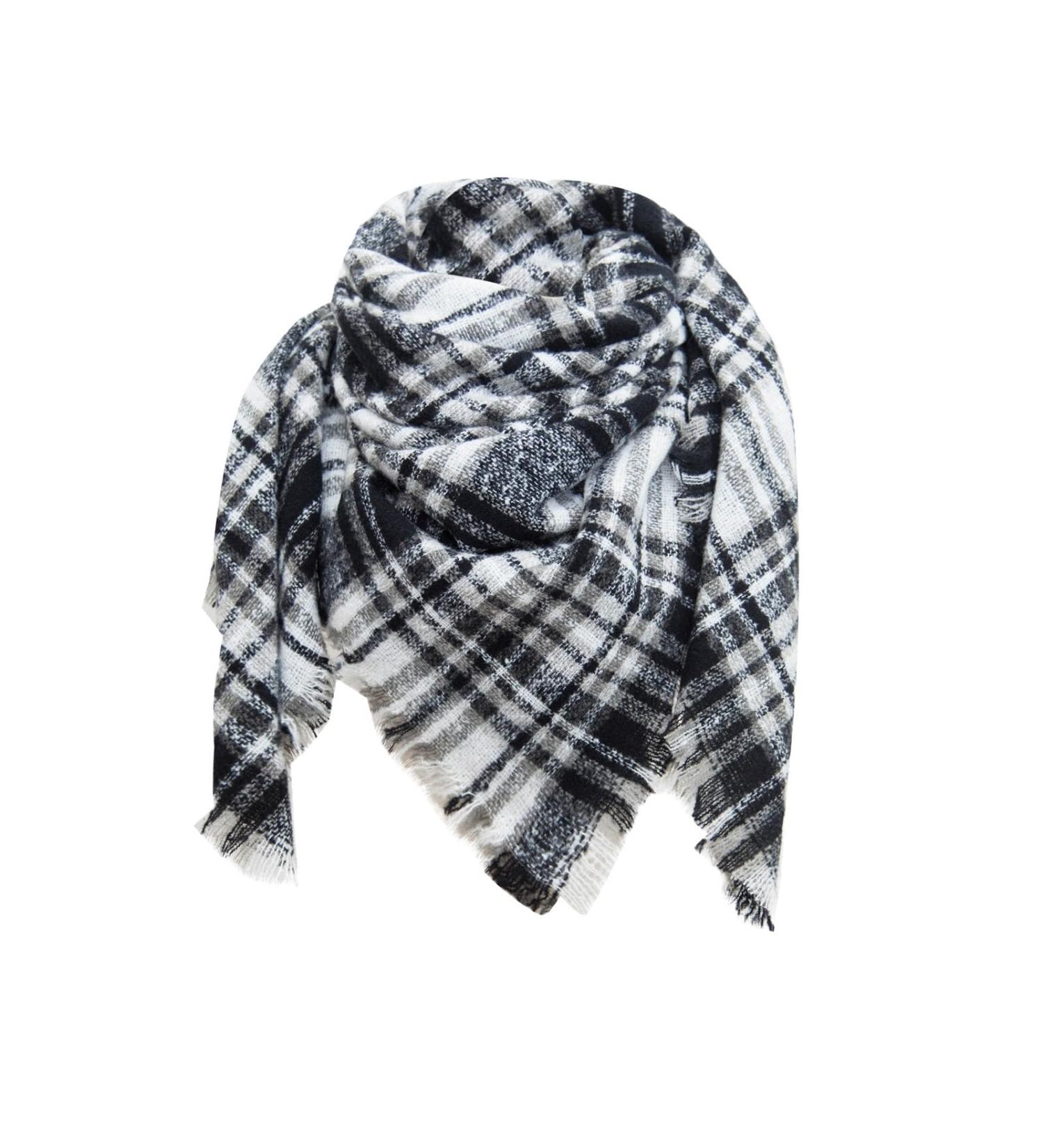 Women's Triangular Scarf - Warm Floral Print Neck Scarf for All Seasons - Dark Gray - Buy Online on GoSupps.com