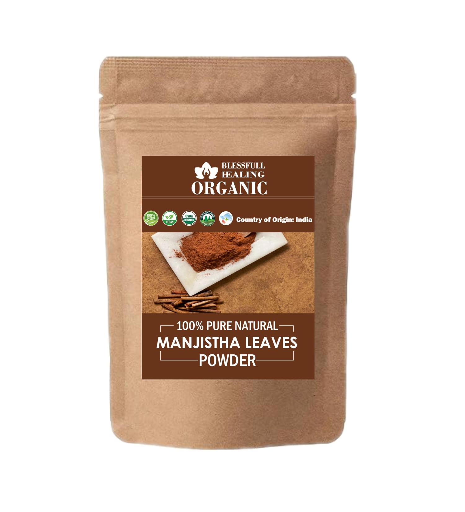 Blessfull Healing Organic 100% Pure Natural Manjistha Leaves Powder | 100 Gram / 3.52 oz Pack Of 3 - Buy Online on GoSupps.com