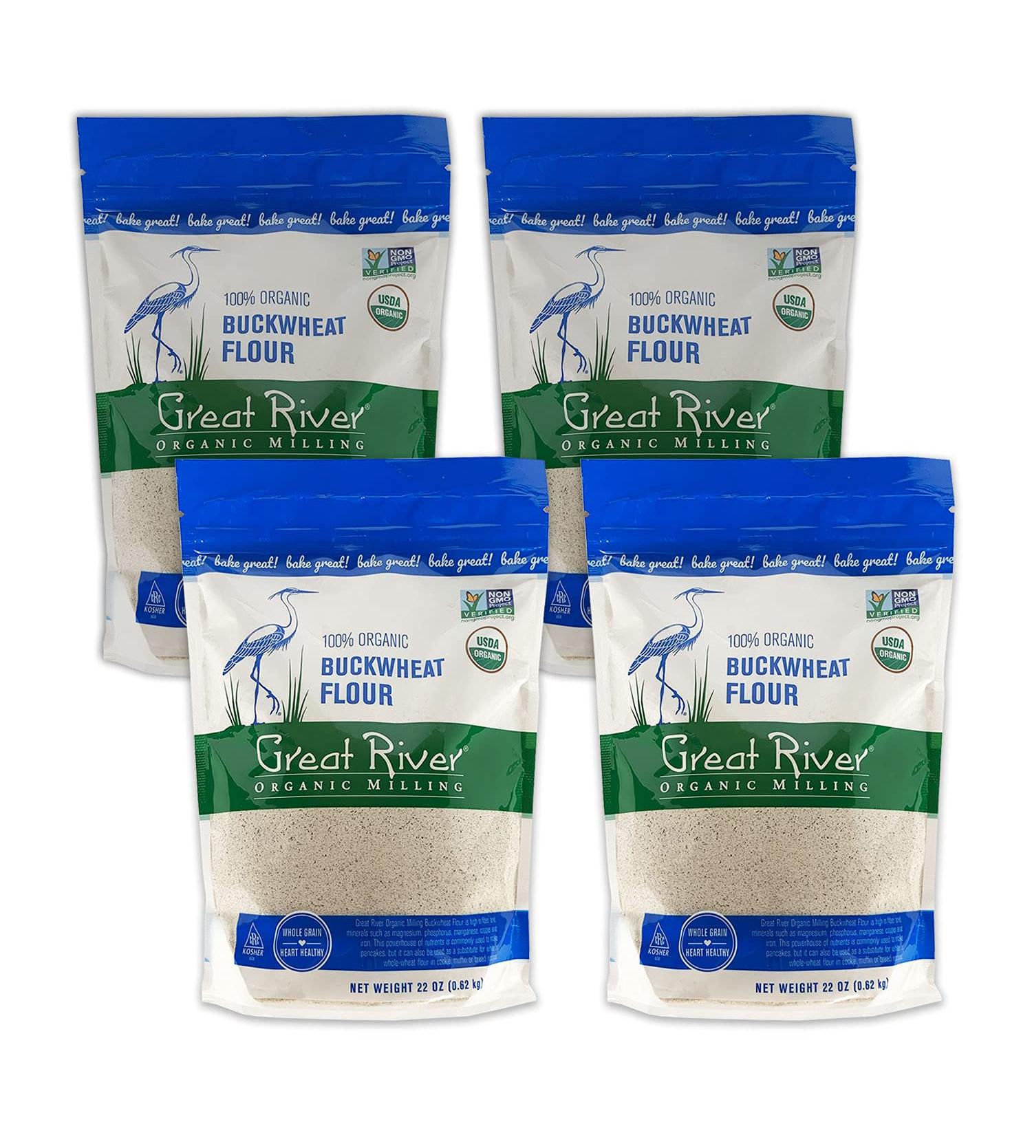 Great River Organic Milling Specialty Buckwheat Flour 22 Ounces - Pack of 4 | Organic Flour - Buy Online on GoSupps.com