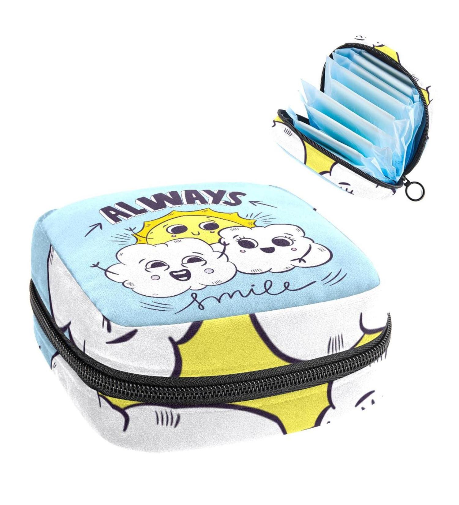 Always Smile Funny Emoticon Tampon Storage Pocket | Portable Feminine Product Organizer | Multicolored Wallet Holder - 4.7x6.6 in - Buy Online on GoSupps.com