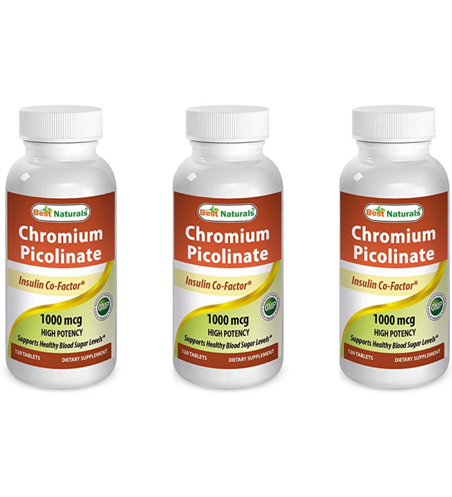 Best Naturals Chromium Picolinate 1000mcg 120 Tablets - Pack of 3 | High Potency Supplement - Buy Online on GoSupps.com