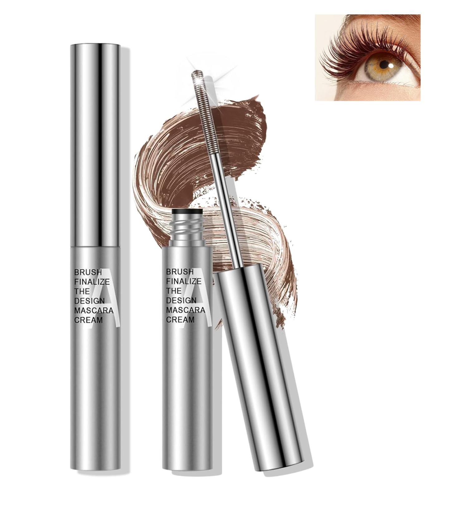 Washable Metal Rod Mascara Brown Waterproof Tubing Mascara Volume and Length 3D Skinny Curling Iron Wand Mascara Long Lasting Smudge-Proof Non Clumping Lengthening Fiber Lash Mascara Makeup for Women - Buy Online on GoSupps.com