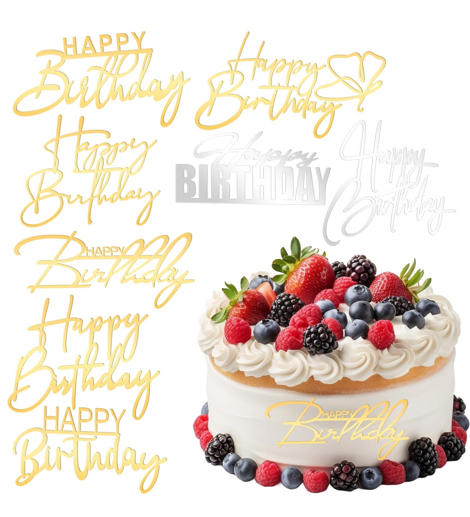 Aster 8Pcs Happy Birthday Cake Toppers Acrylic Birthday Cake Topper Glitter Side Mirror Birthday Cupcake Topper Birthday Decorations for DIY Cake Decor Wedding Birthday Party Supplies - Buy Online on GoSupps.com