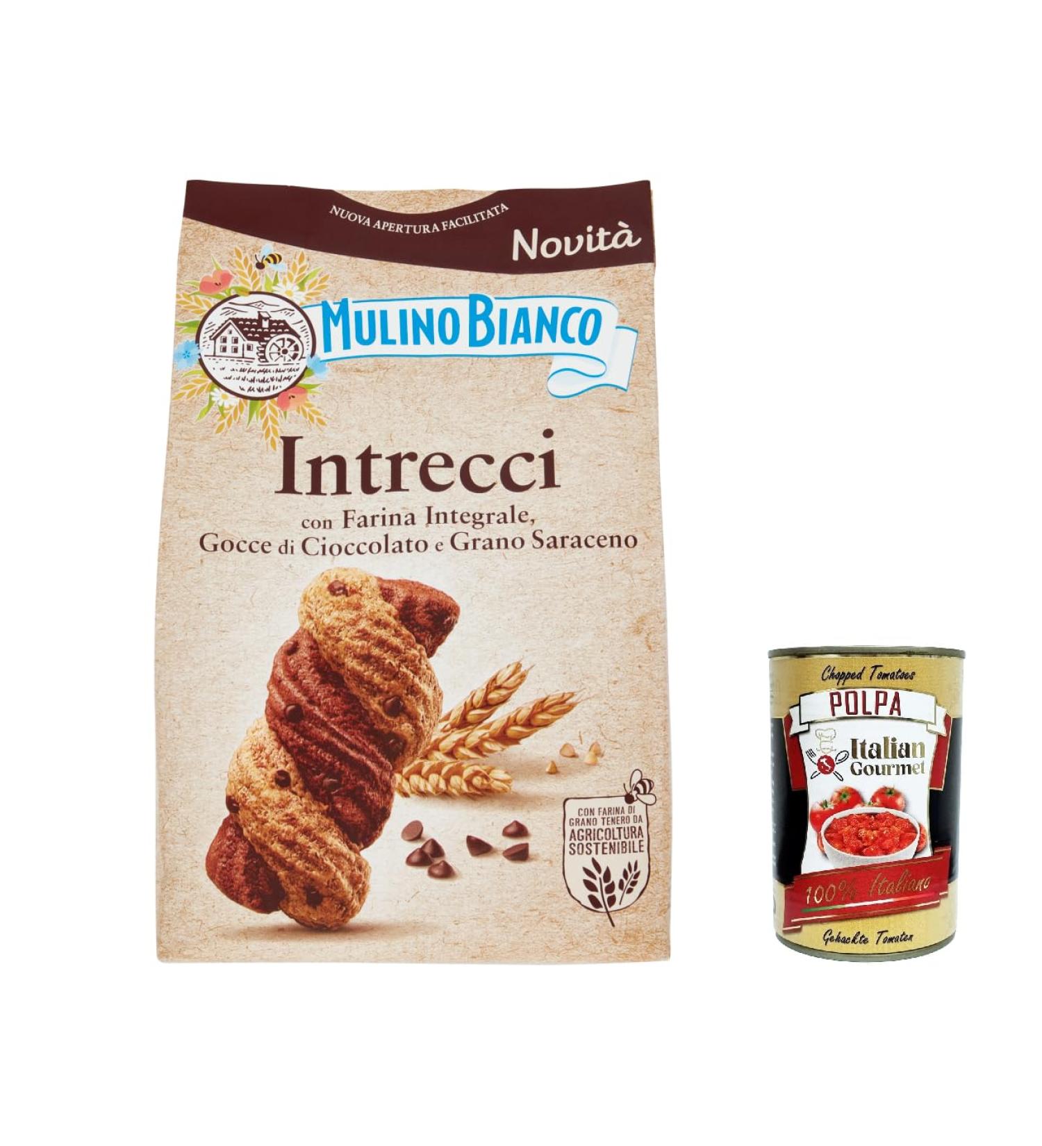  Italian Gourmet E.R. Set of 6 Mulino Bianco Intecci Biscotti Biscuits with Whole Wheat Flour Chocolate and Buckwheat Drops Cookies 300g + Italian Gourmet Polpa 400g - Buy Online on GoSupps.com