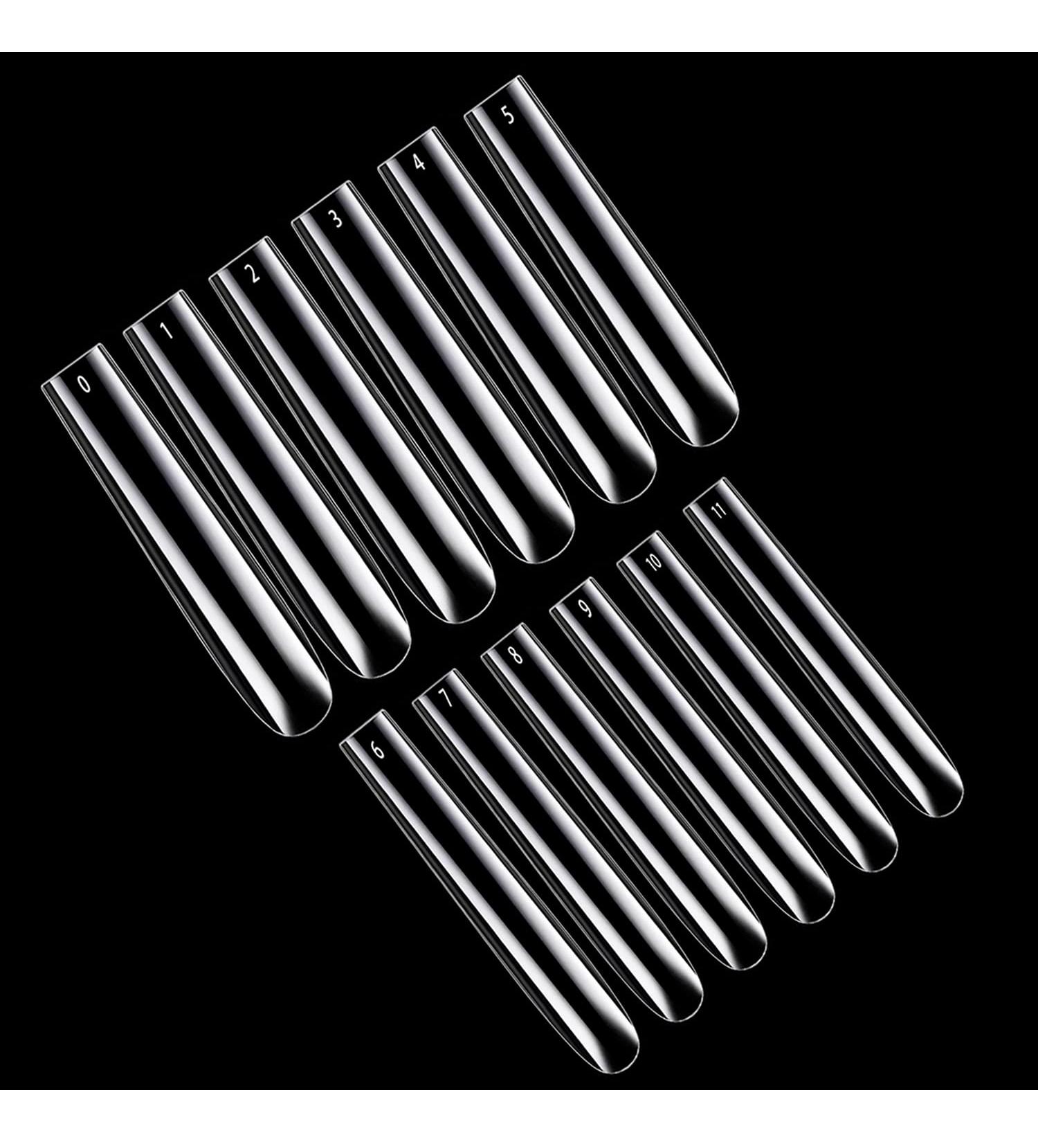 504 Pcs Upgrade 3XL Tapered Square Full Cover Nail Tips - Clear XXXL Extra Long Straight Tips for Acrylic Nails - EJIUJIUO No Curve Nail Tips - 12 Sizes Included - Buy Online on GoSupps.com