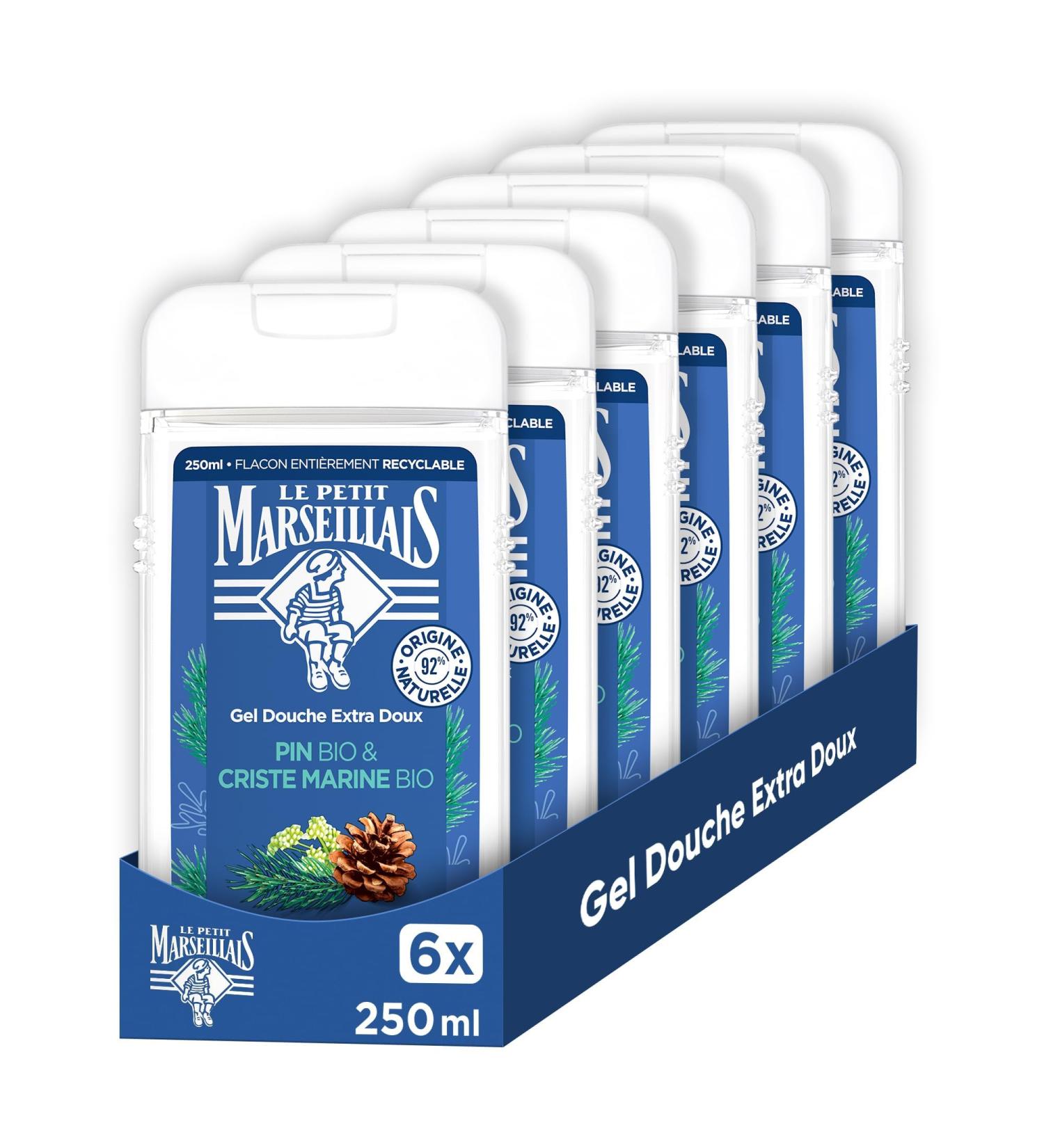 Le Petit Marseillais Le Petit Marseillais | Organic Pine & Criste Marine Extra Gentle Shower Gel (6 x 250 ml bottles) 92% ingredients of natural origin Fully recyclable bottle