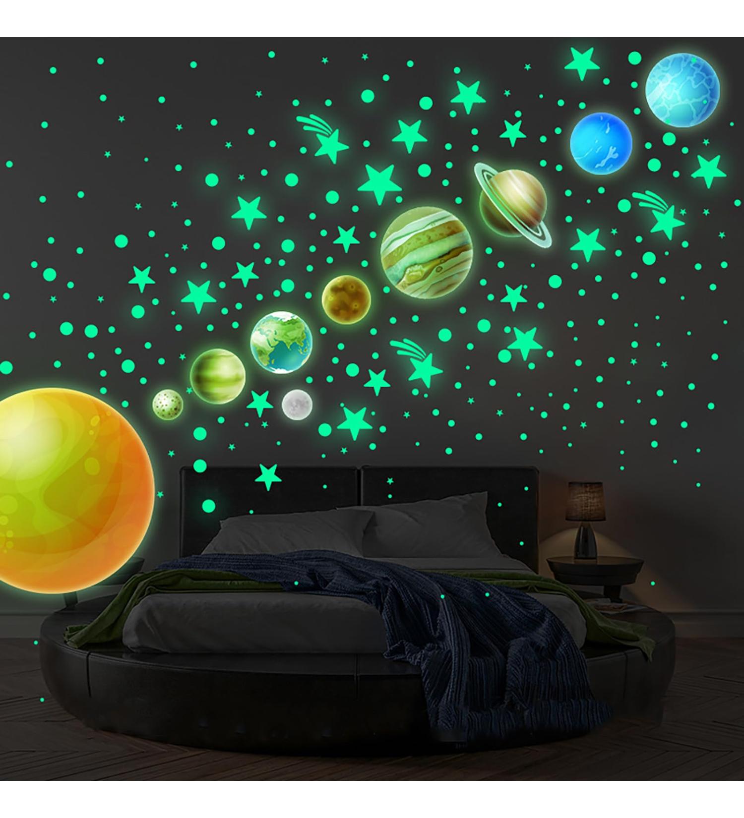 Glow in The Dark Stars Wall Stickers - 445 PCS Ceiling Stars Planets Kids Wall Decors in Green Light - Perfect for DIY Bedroom and Nursery Decor - Buy Online on GoSupps.com