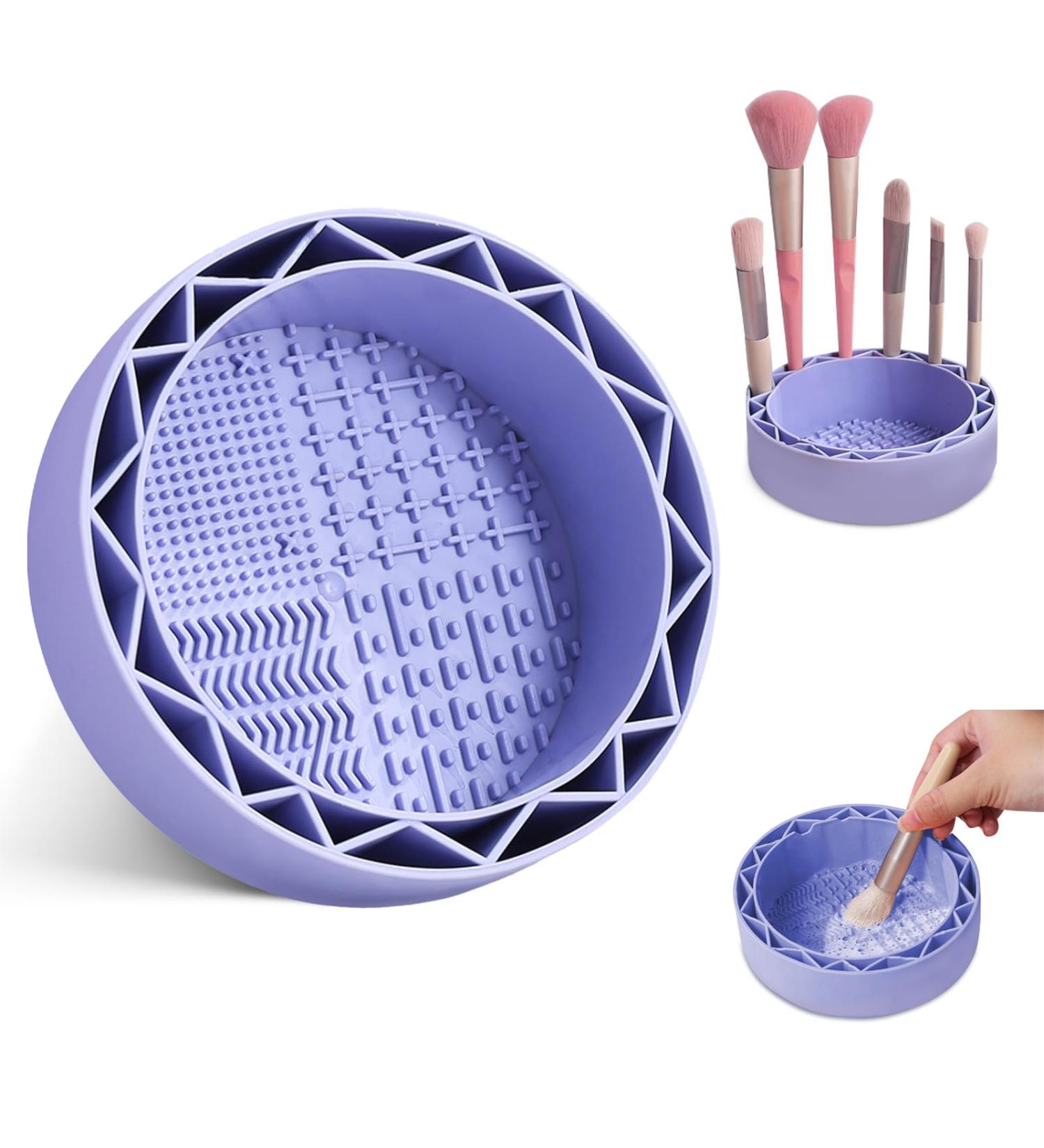 LELE LIFE Makeup Brush Cleaner Mat with Drying Rack Silicone Makeup Brush Cleaning Mat Scrubber Bowl Make Up Brush Cleaner Pad for Cosmetic Brushes Purple - Buy Online on GoSupps.com
