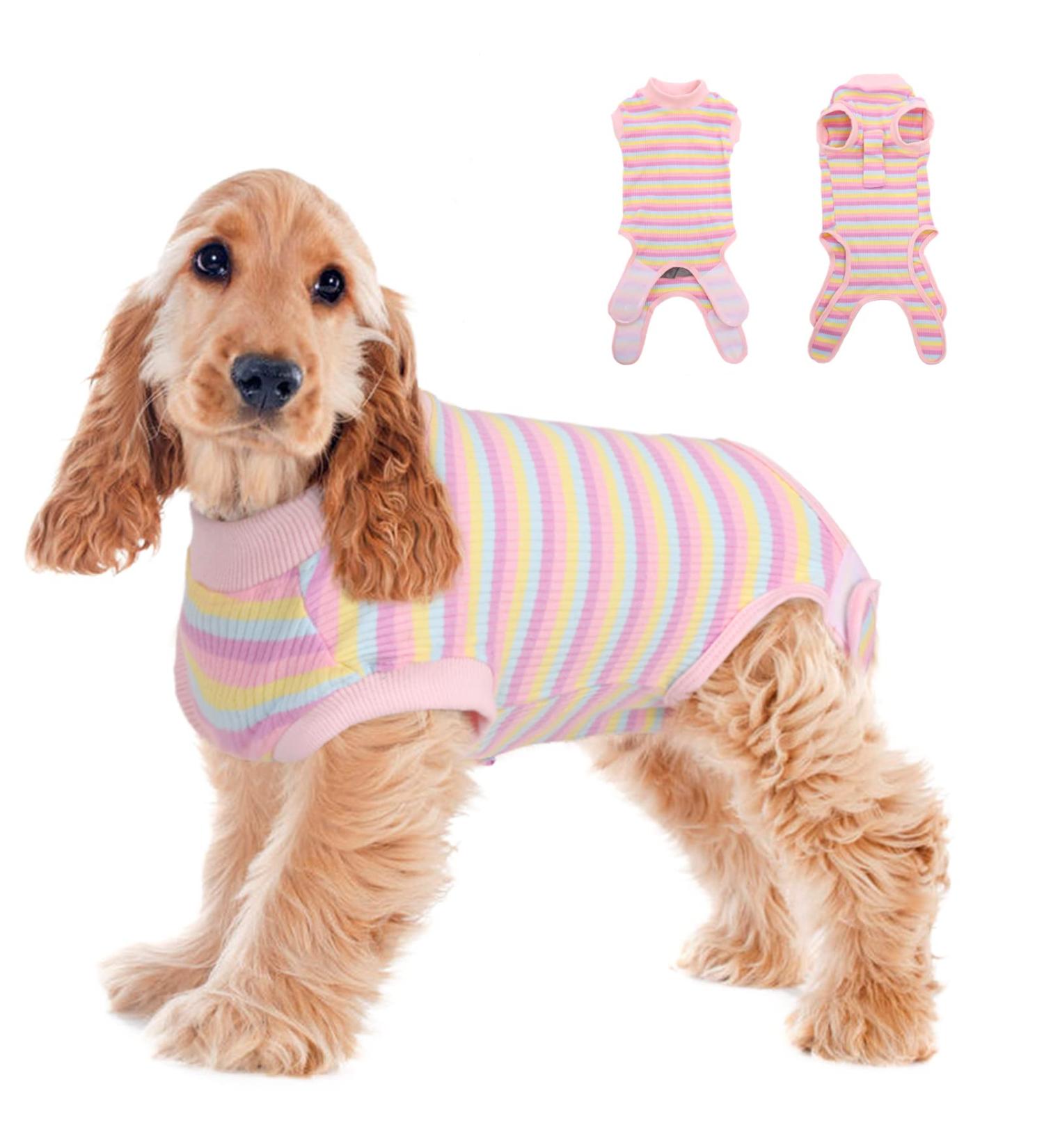 Buy Surge Suits for Dogs | Healing & Protection Vests for Surgery - XS A-ROSA Pink Stripes - Buy Online on GoSupps.com