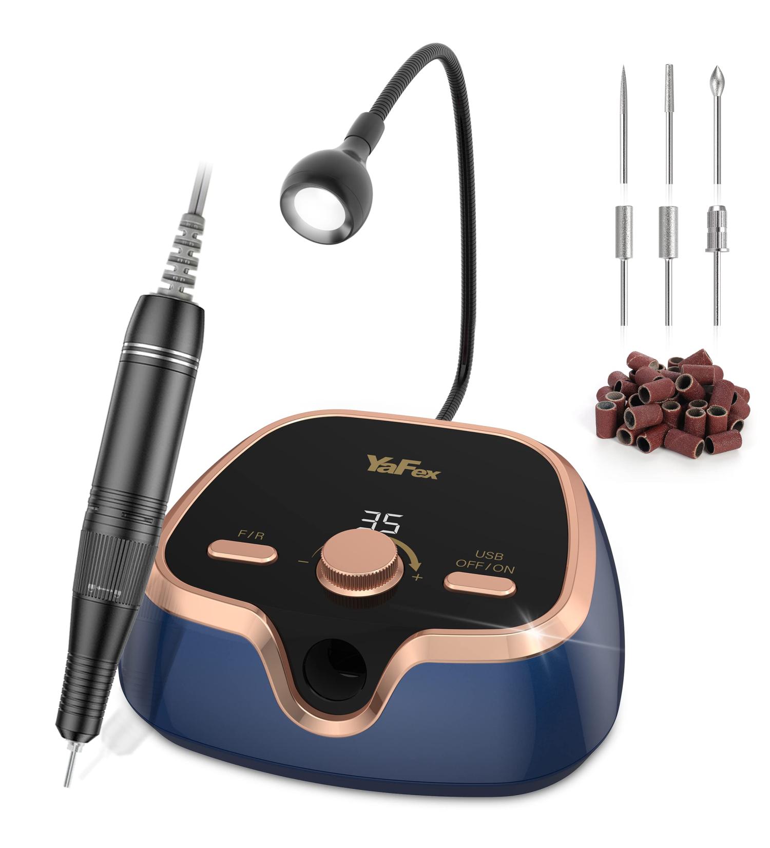 YaFex Nail Drill 35000 RPM Professional Electric Nail Filer with LCD Speed Display - Manicure & Pedicure Tool for Acrylic Nails, Buffing, Polishing, Shaping - Blue - Buy Online on GoSupps.com