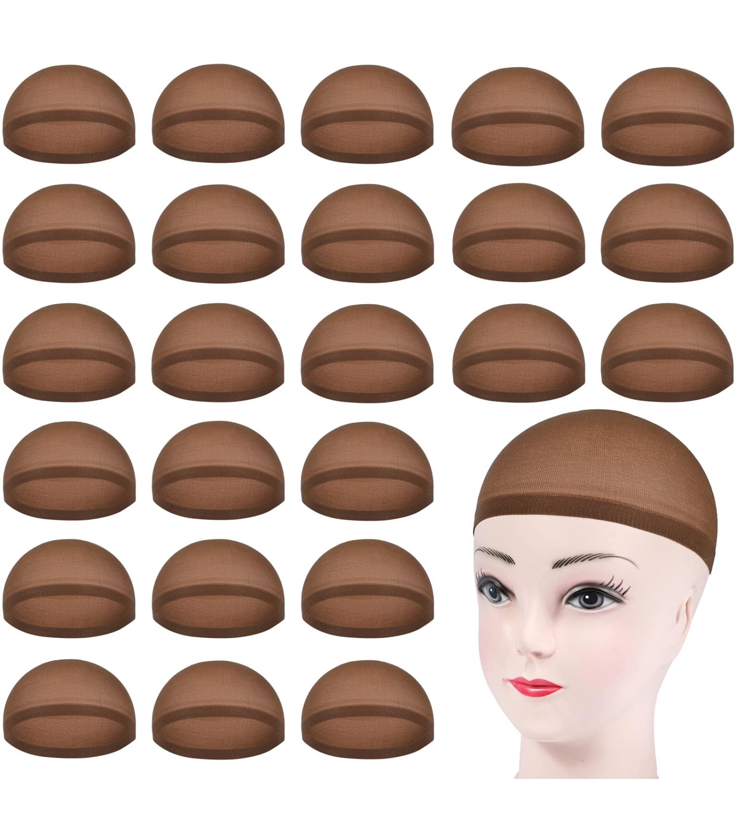 LUNROUG Dark Brown Wig Caps 24pcs - Stretchy Nylon Stocking Caps for Women and Men - Buy Online on GoSupps.com