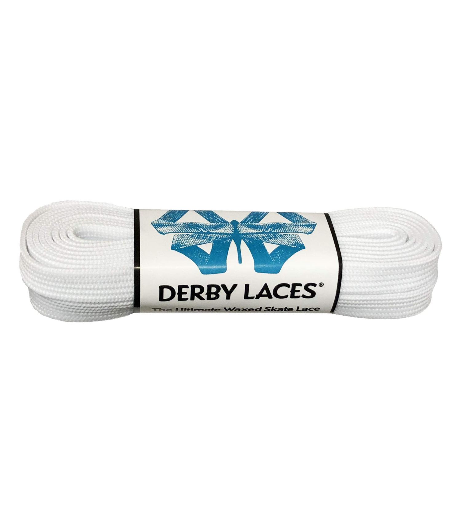 Derby Laces Solid White - Flat, 10mm Wide, for Boots, Skates, Roller Derby, and Hockey Skates (72 Inch / 183 cm)
