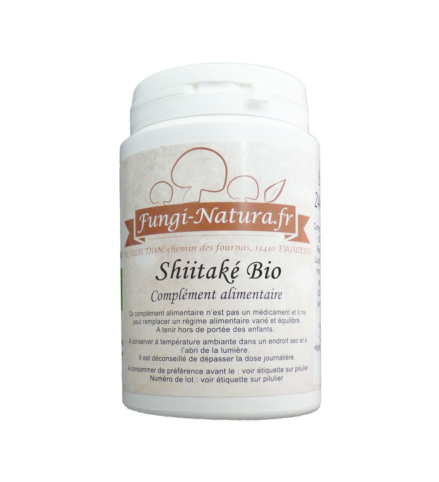 SHIITAKE ORGANIC EXTRACT 60 CAPSULES - Standardized guaranteed to 30% minimum polysaccharides - French company - Certified Organic