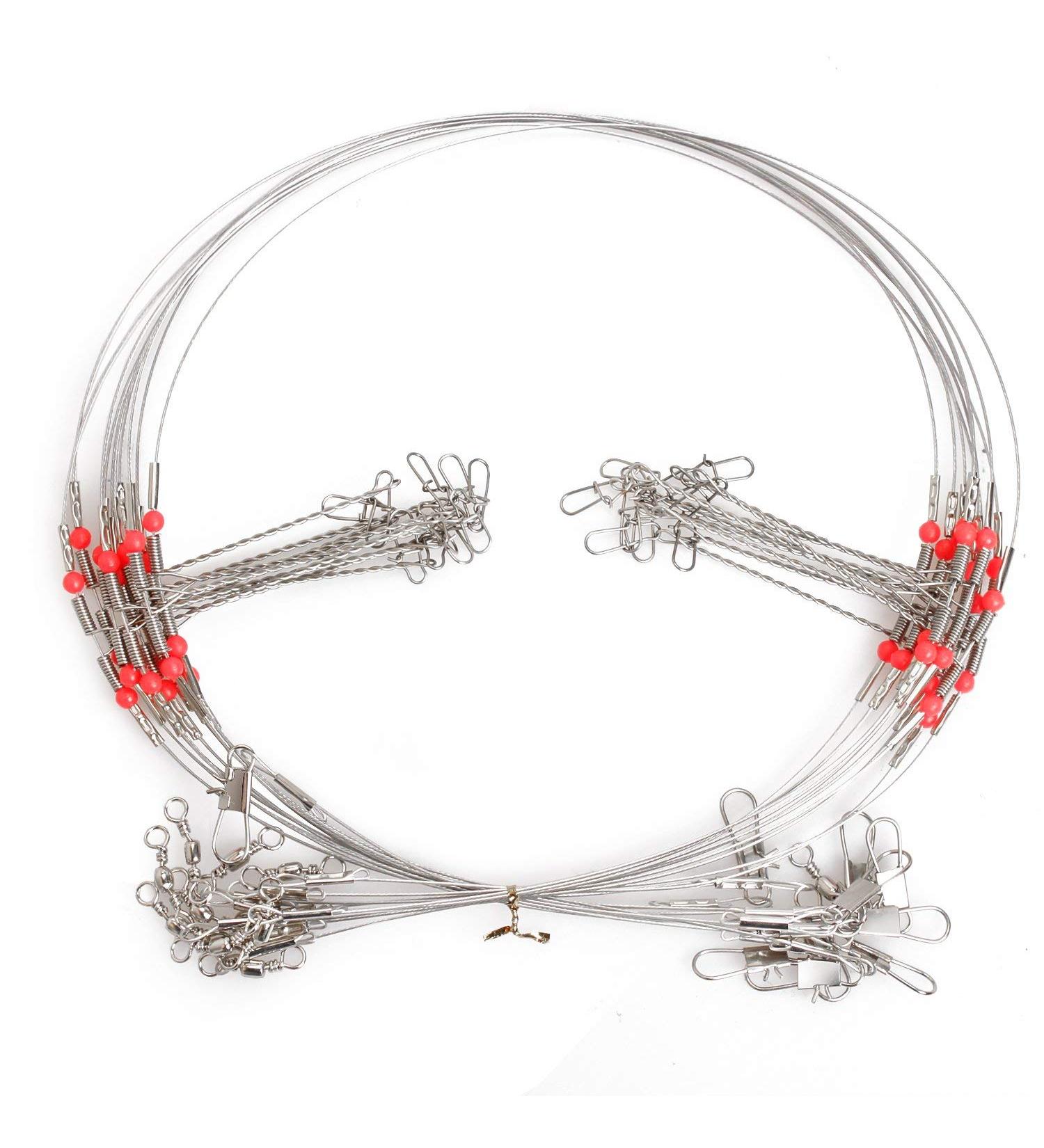 Stainless Steel Fishing Leaders with Swivel Snaps - 20pcs - Buy Online on GoSupps.com