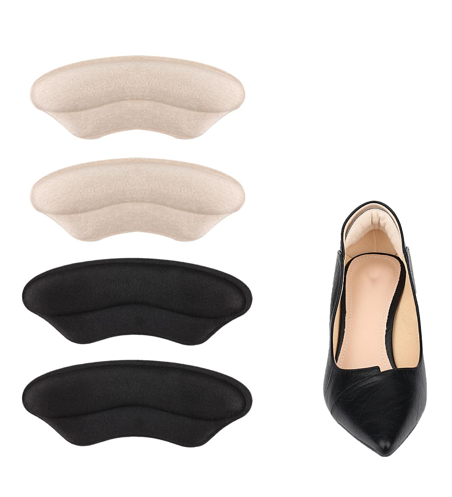 KINBOM 2 Pairs Heel Grips - Self-Adhesive Cushions for Loose Shoes | Heel Pads for High Heels & Sneakers - Men & Women (Black & Nude) - Buy Online on GoSupps.com