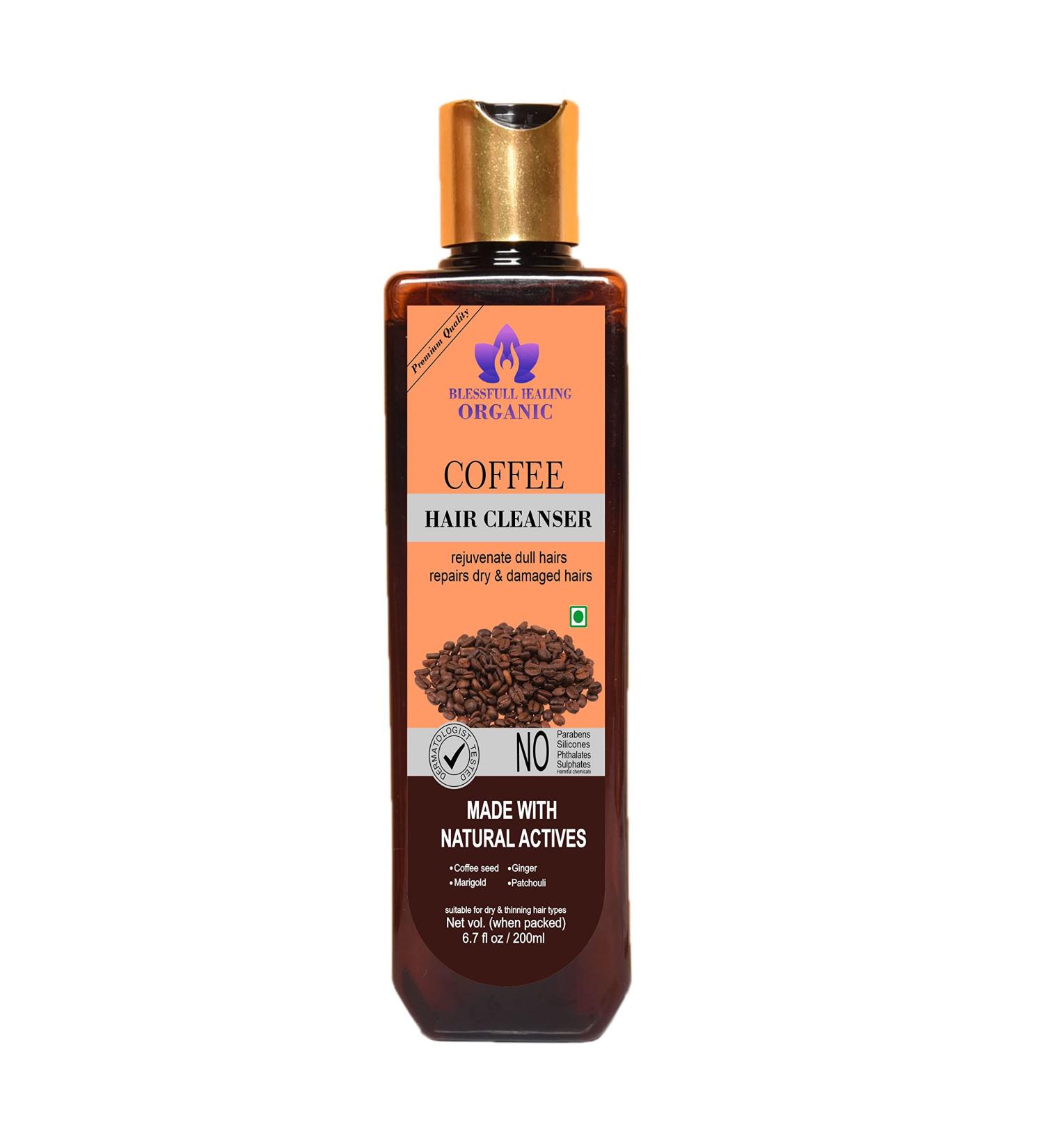 Blessfull Healing Organic Coffee Hair Cleanser | Shampoo 200 ML (Packing May Vary) - Buy Online on GoSupps.com