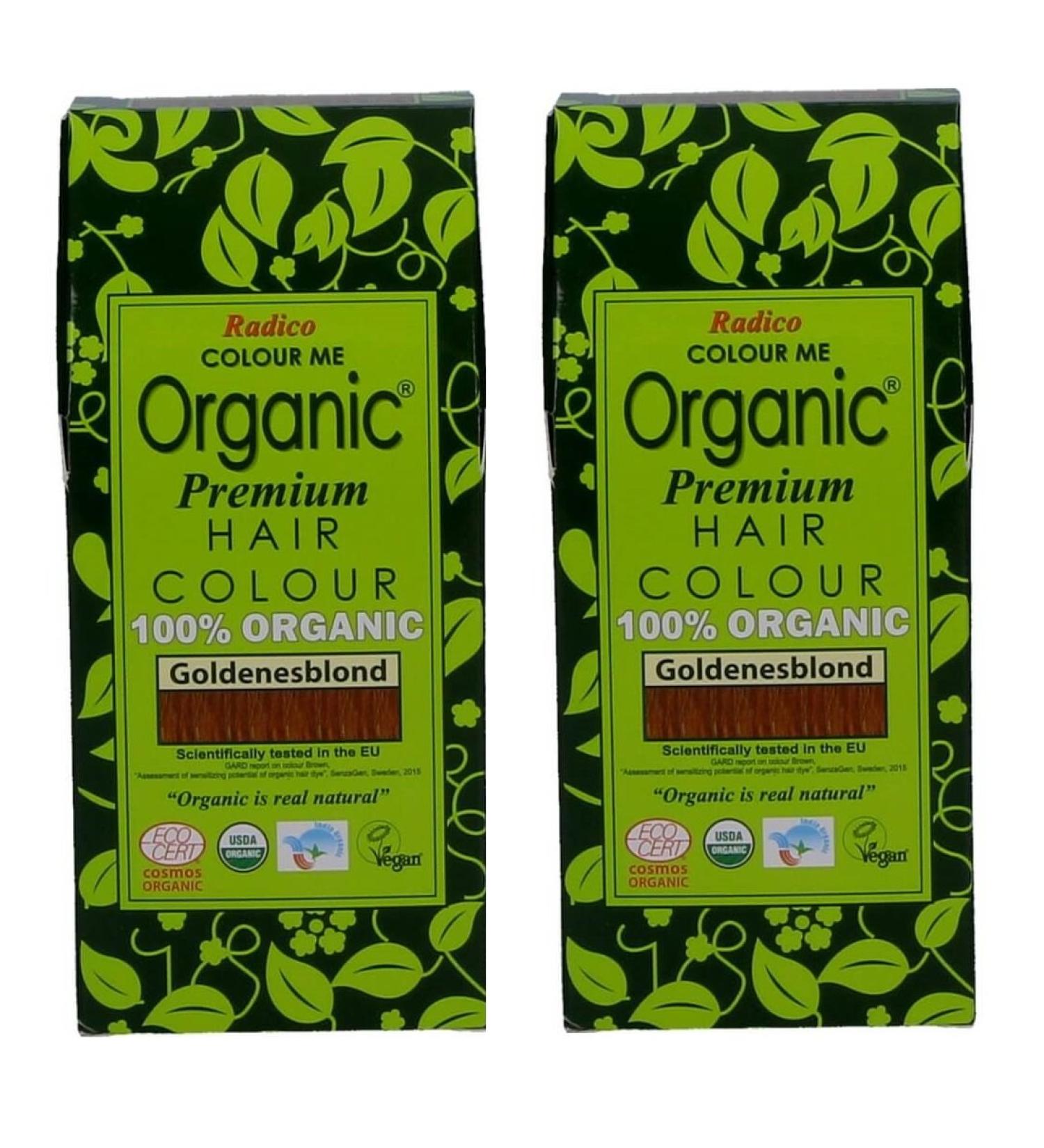 Radico Lot de 2 colorations v g tales Colour Me Organic Blond dor (bio v gan cosm tique naturel) Dor gris 100 g (Lot de 2) - Buy Online on GoSupps.com