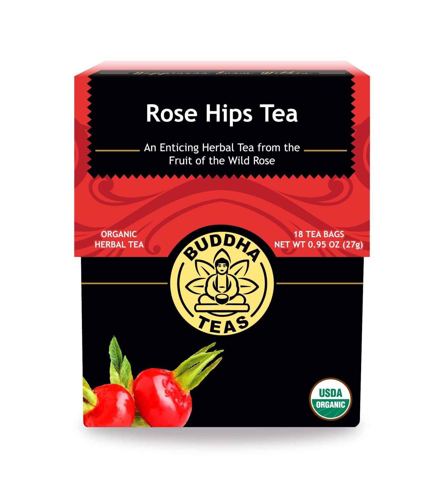 Buddha Teas Organic Rose Hips Tea - USDA & OU Kosher, 18 Bleach-Free Bags - Buy Online on GoSupps.com
